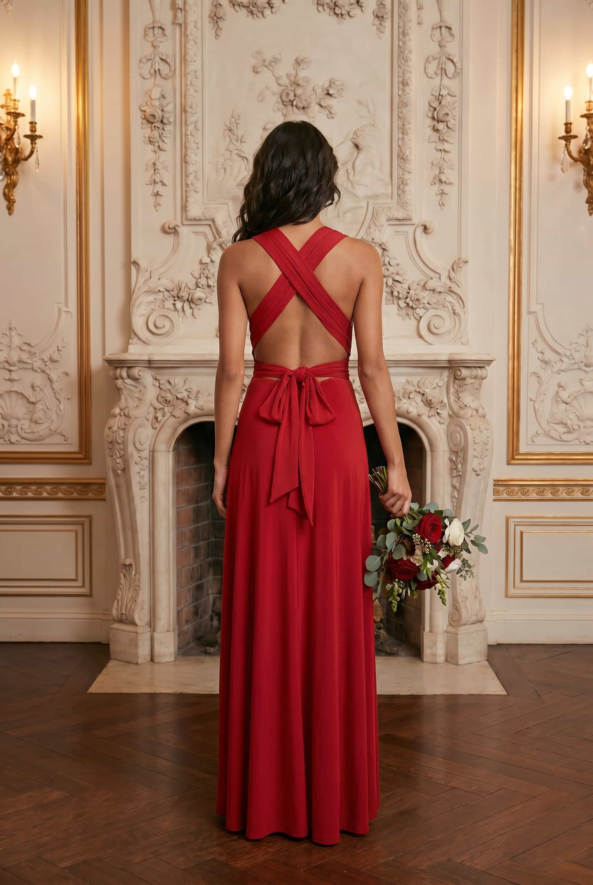 Multi-way Slinky Maxi Dress / Claret