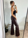 PU Flared Trouser | Alyssa PU Flare Trouser / Chocolate
