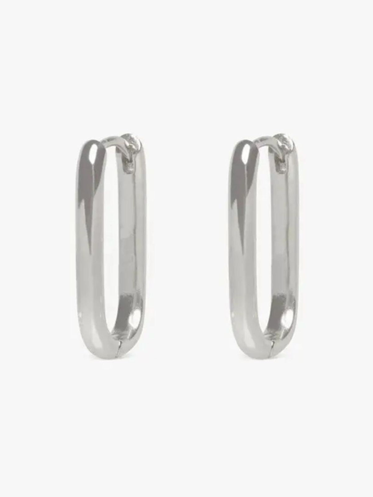Thin Squoval Hoops / Silver