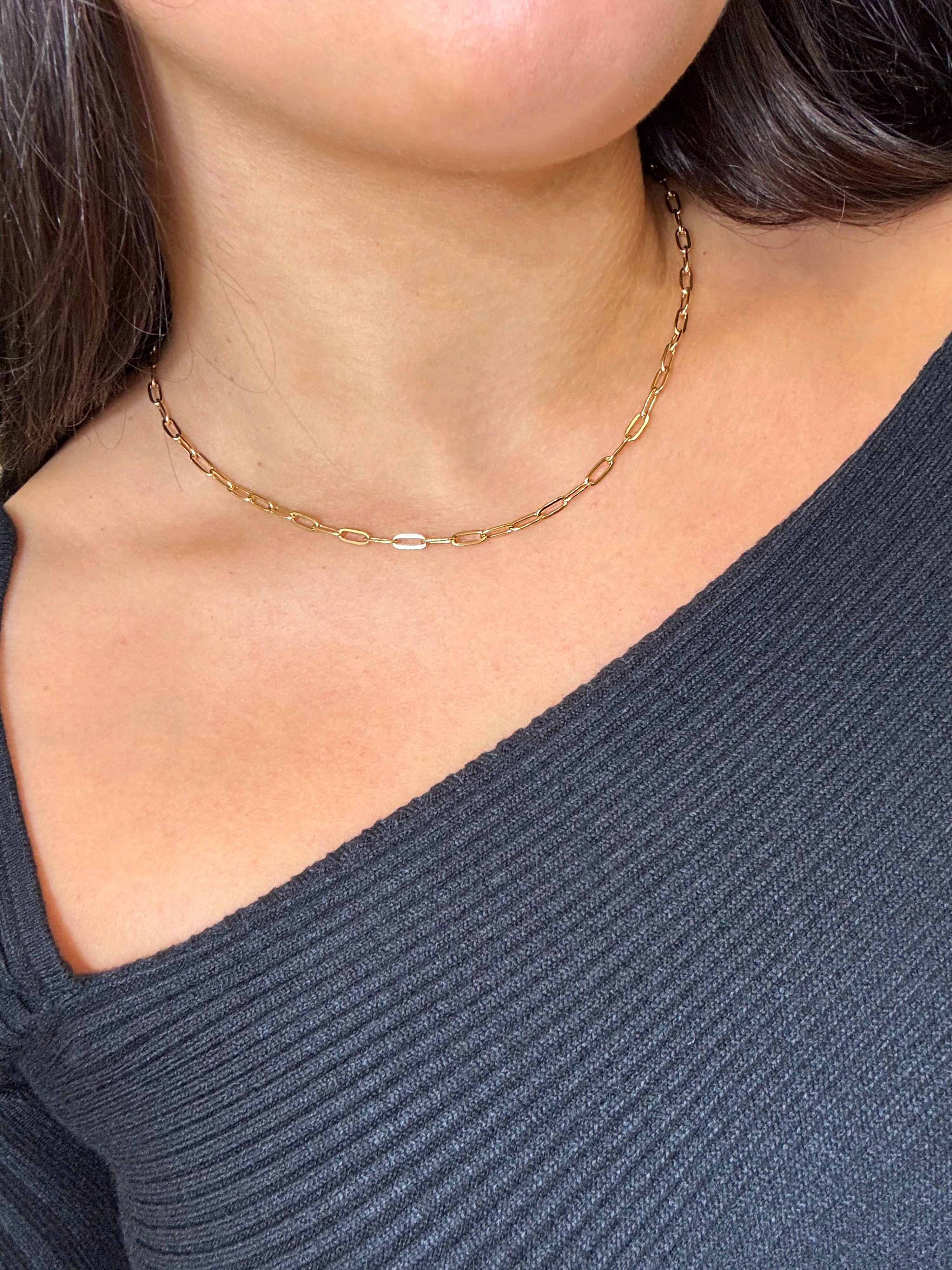 Paperlink Chain Necklace in Tarnish Free Gold