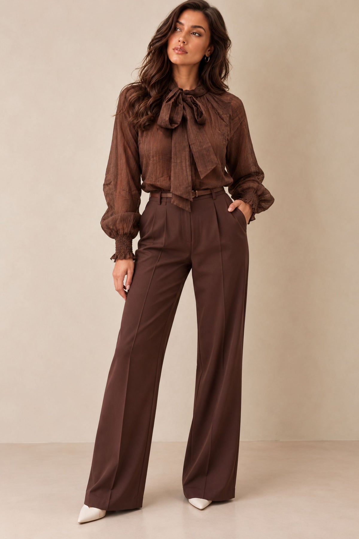 Brown Neck Tie Top