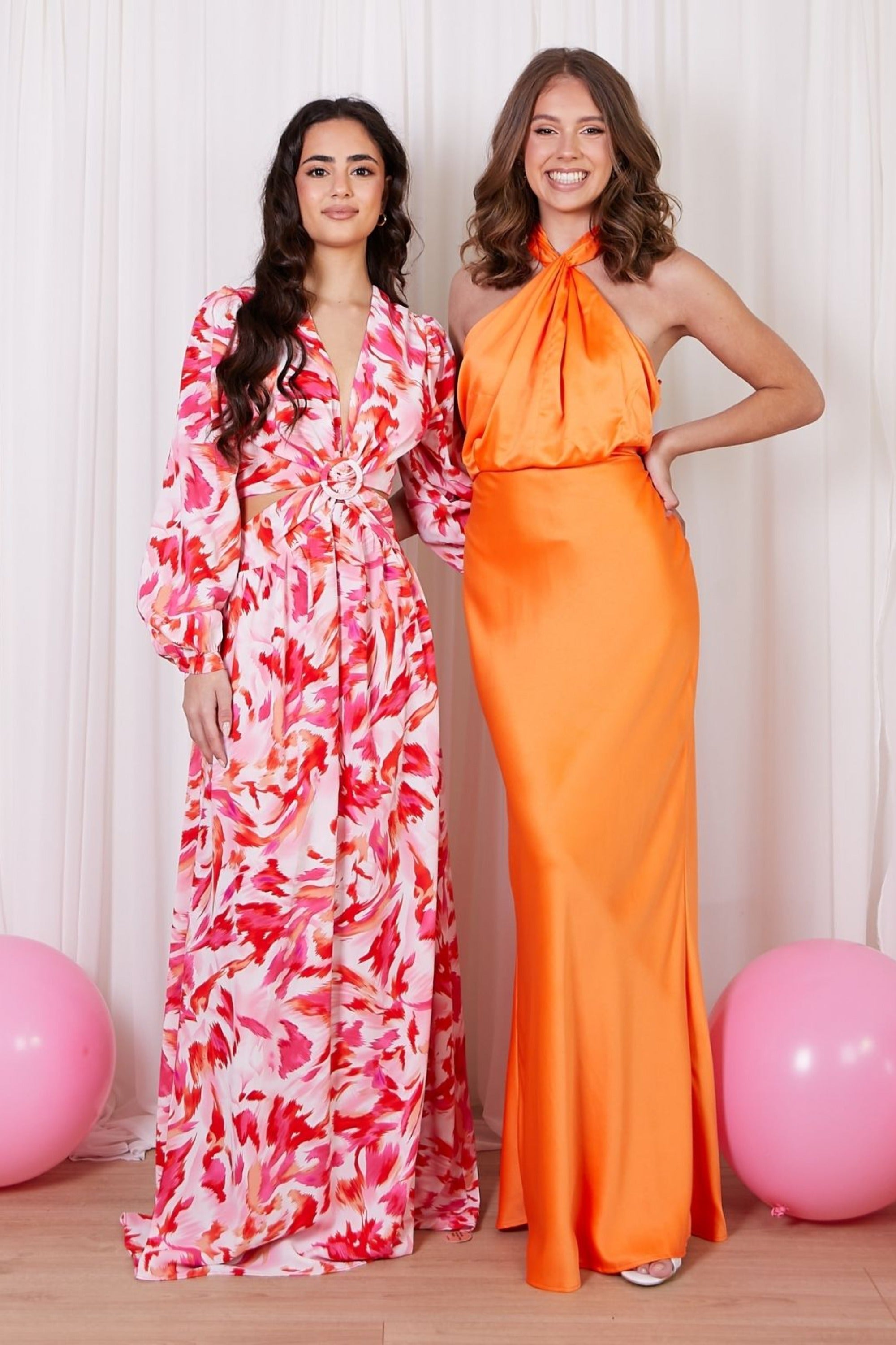 Lara Halter split Column Dress / Tangerine - Style Cheat