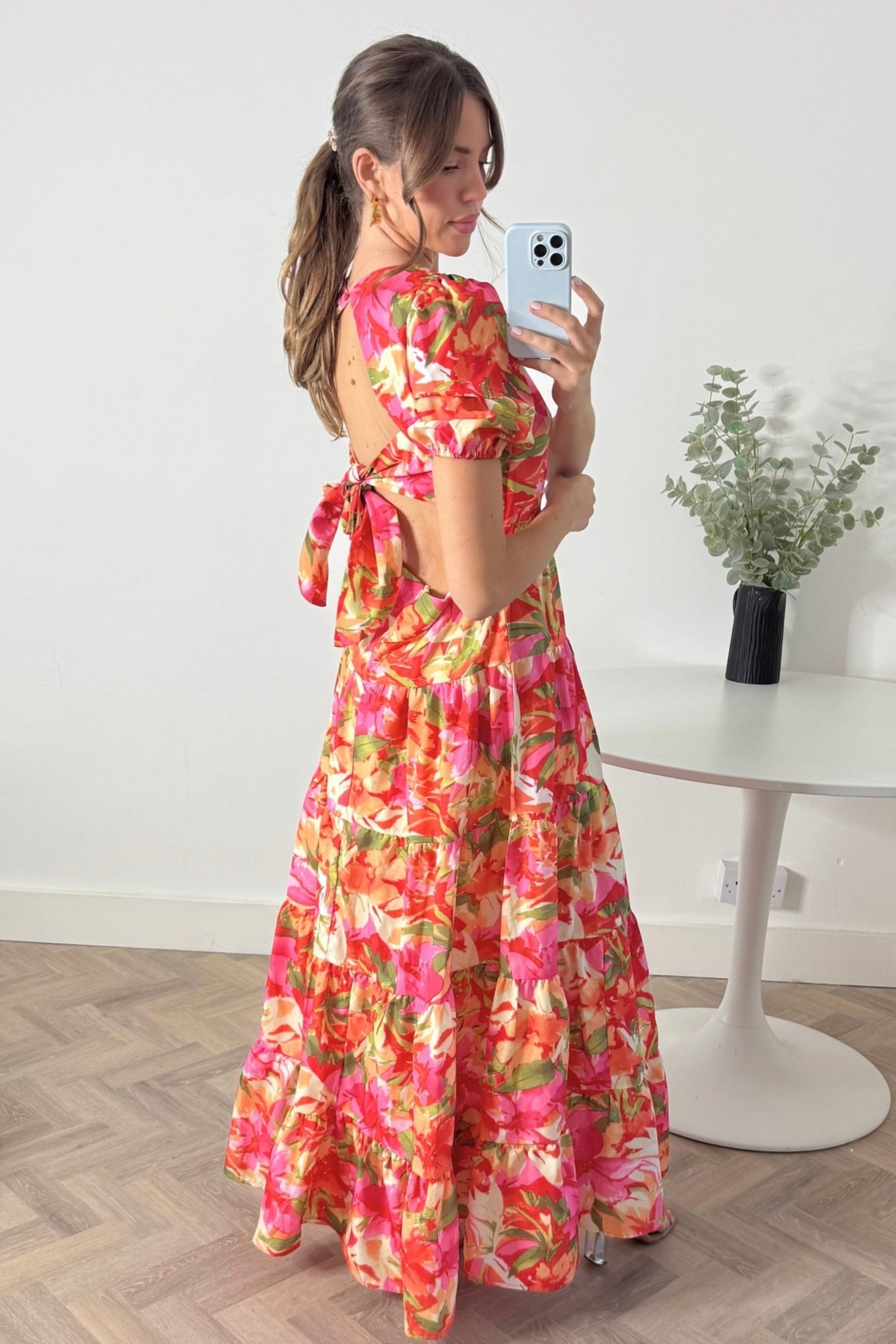 Zoe Tiered Cutout Maxi Dress / Tropical Print - Style Cheat