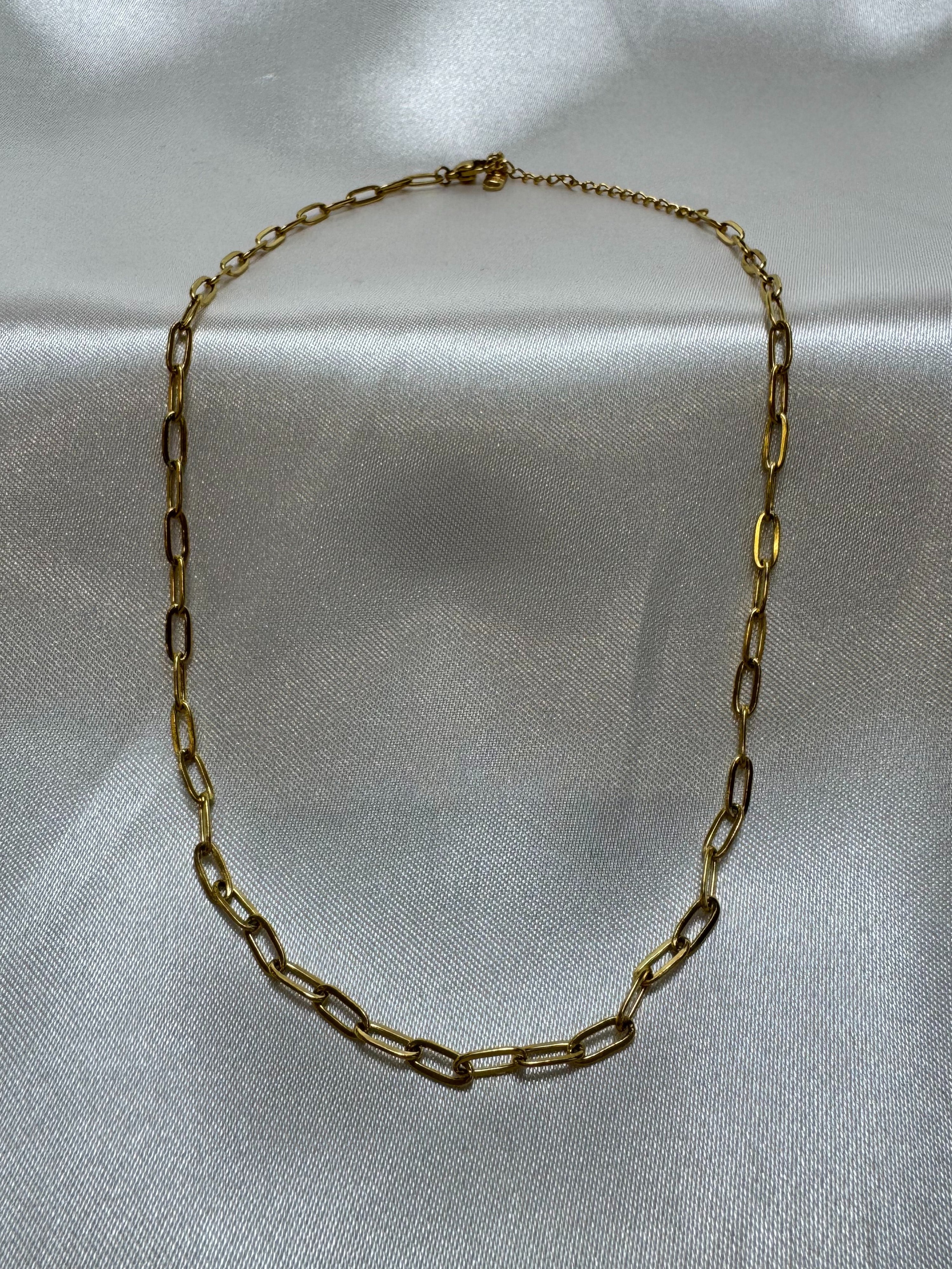 Paperlink Chain Necklace in Tarnish Free Gold