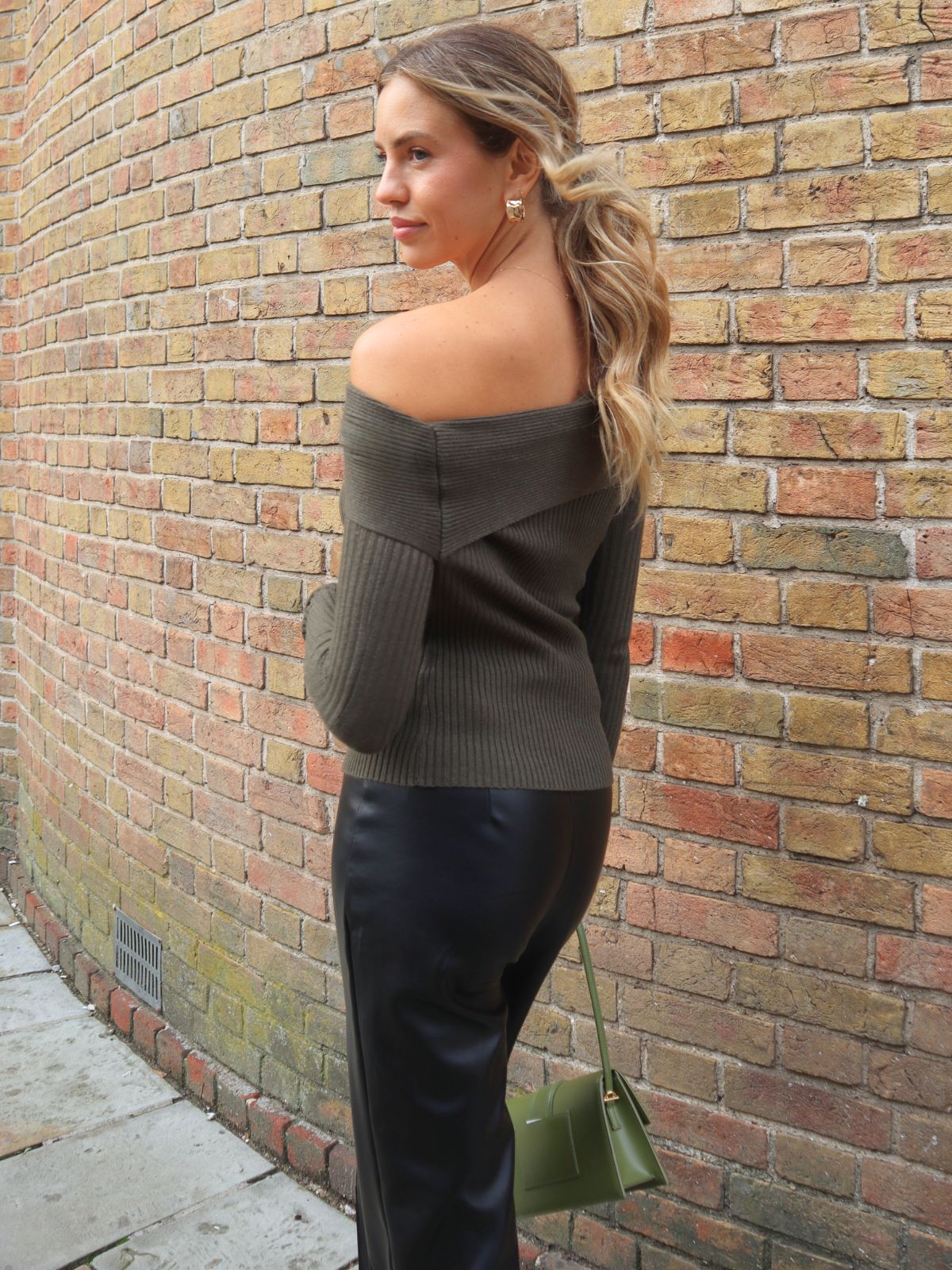 Morgan Asymmetric Knitted Jumper in Khaki