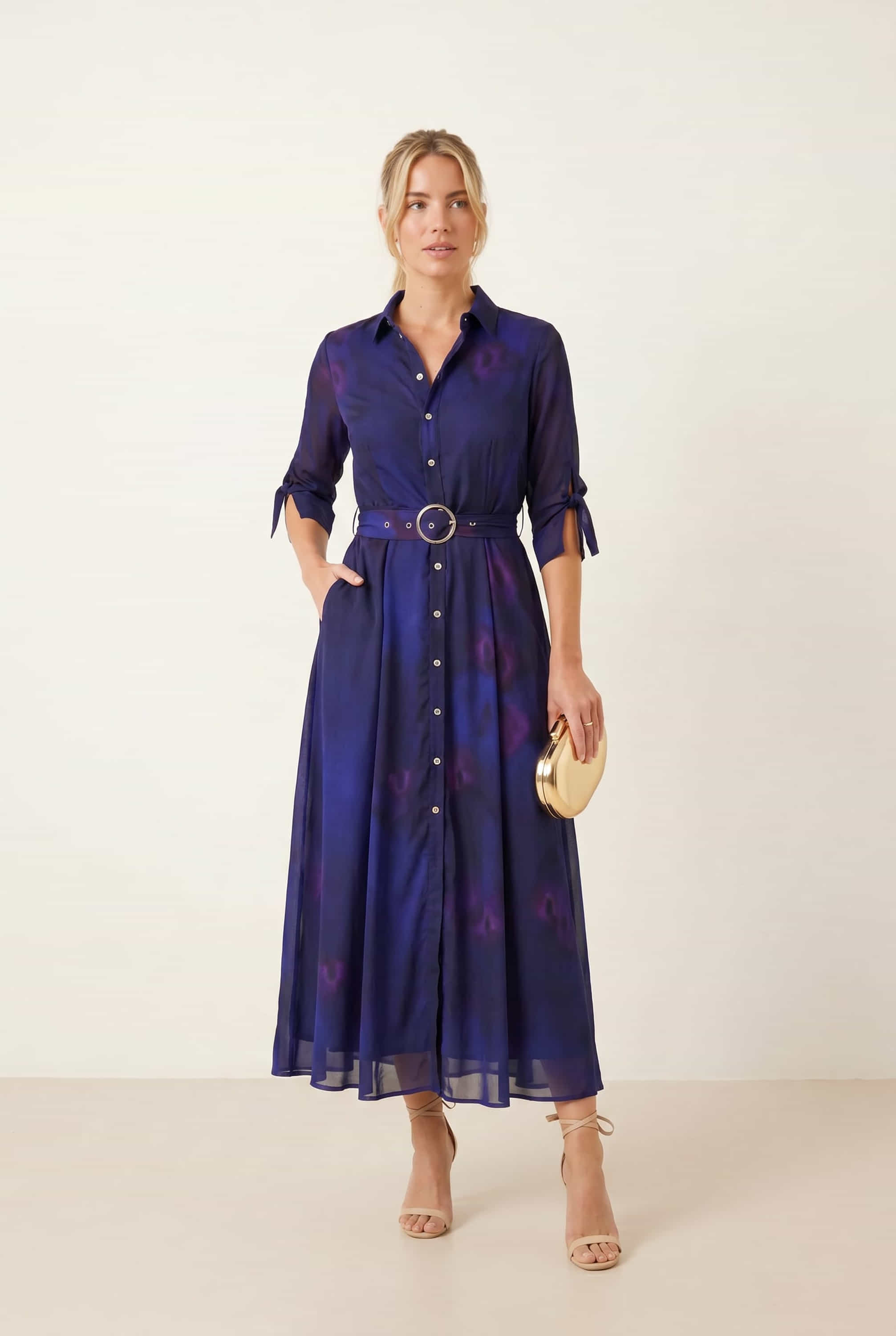 toni long sleeved pleated maxi dress Long Sleeve Ombre Maxi Dress