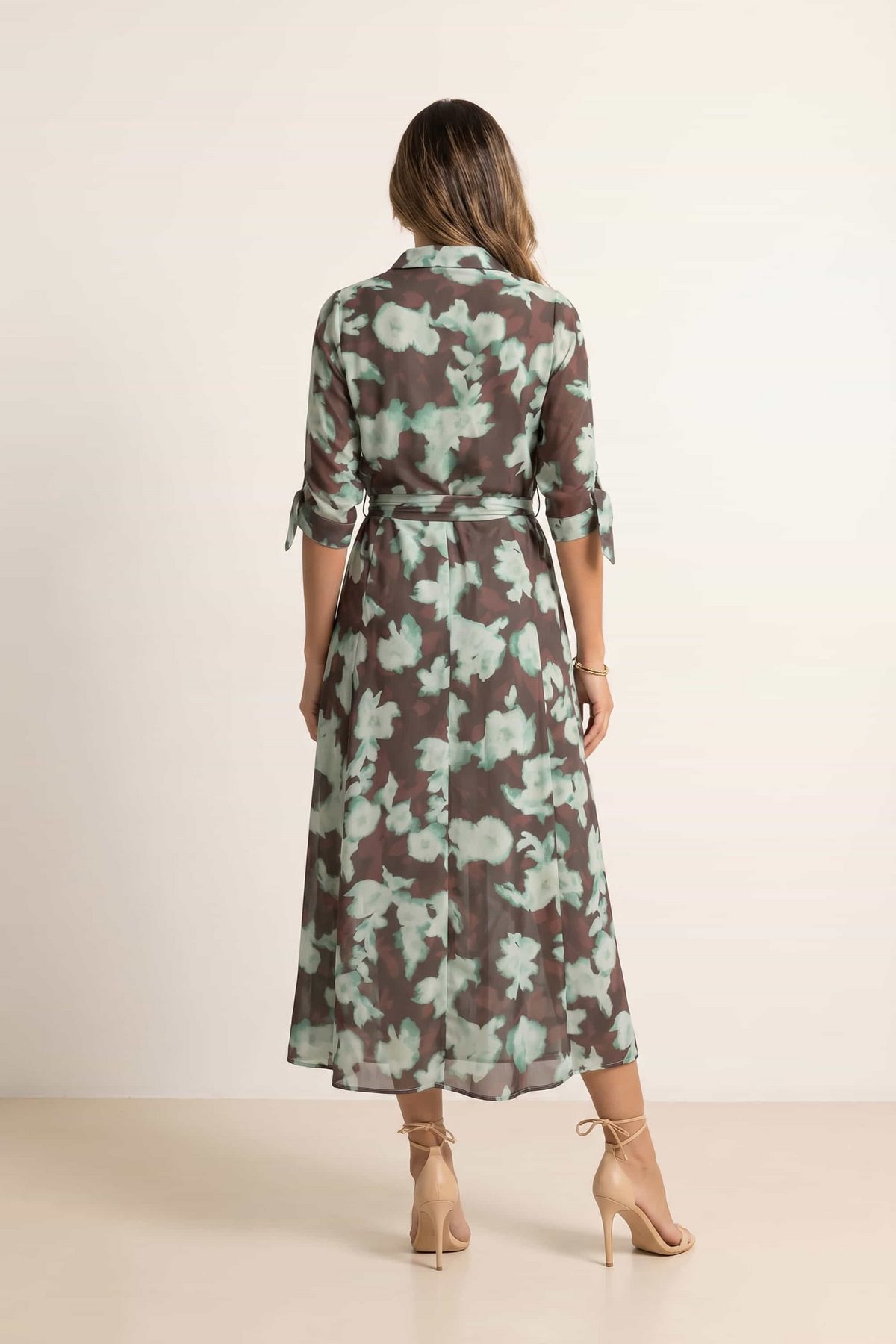 Green/Choc Floral Daphne Dress