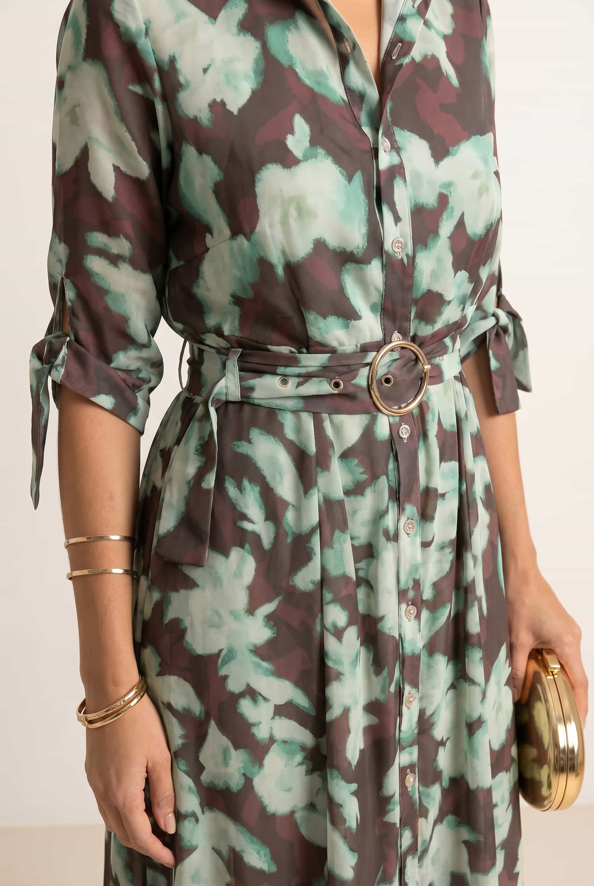 Green/Choc Floral Daphne Dress
