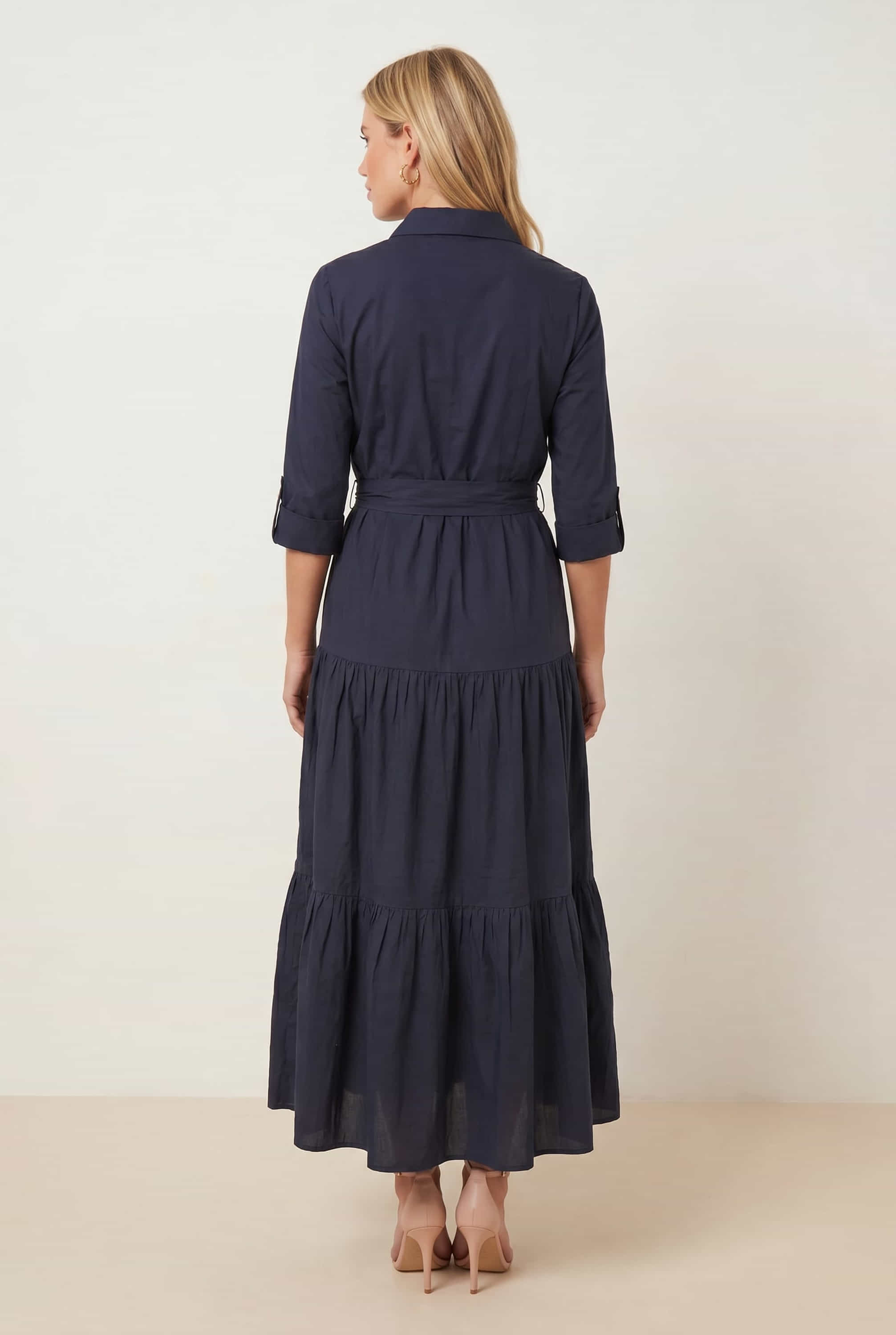 Cotton Shirt Tiered Dress