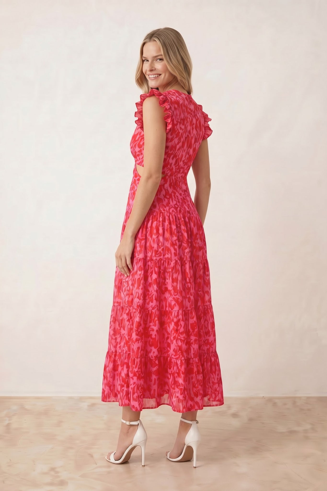 Red Cut Out Maxi Dress