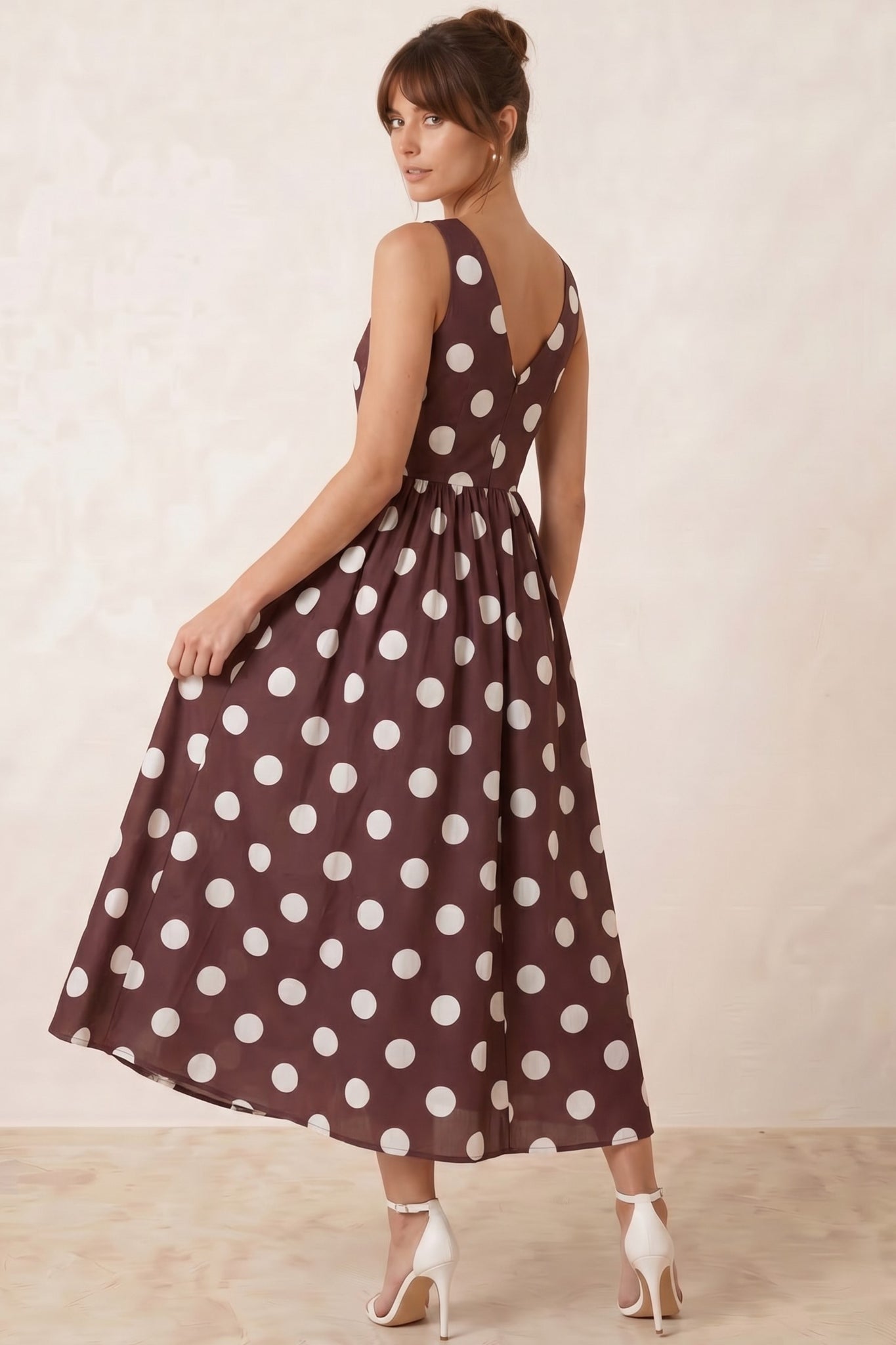 blue dress for baby girl Gretchen Polka Dot Mini Dress | Polka Dot Satin Mini Dress main image 0