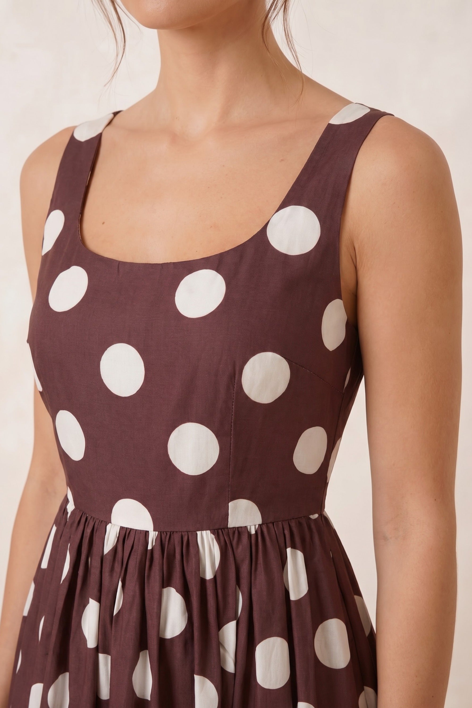 Davica Chocolate Brown and Cream Polka Dot Midi Dress Style Cheat Davica Chocolate Brown and Cream Polka Dot Midi Dress Style Cheat