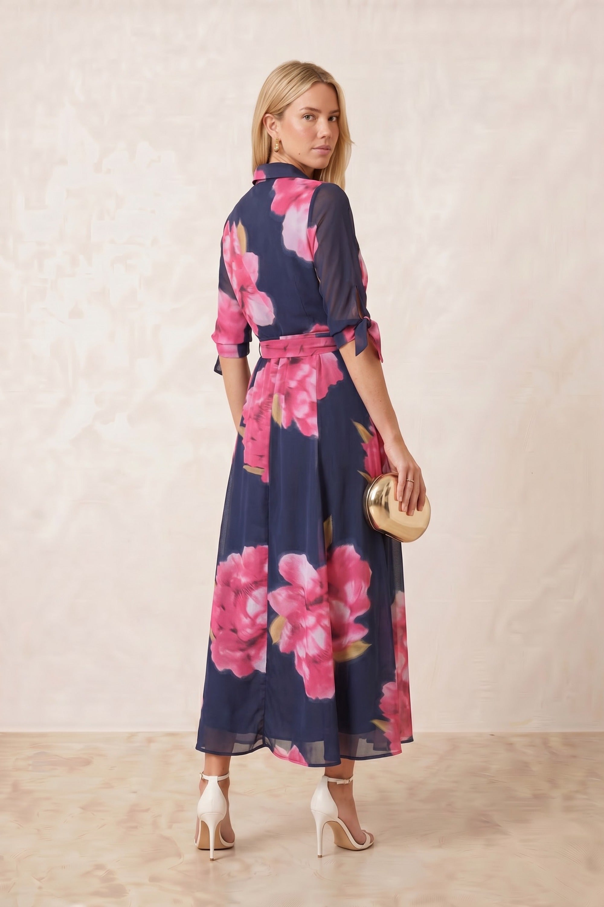 Daphne Belted Shirt Dress / Navy Floral - Style Cheat