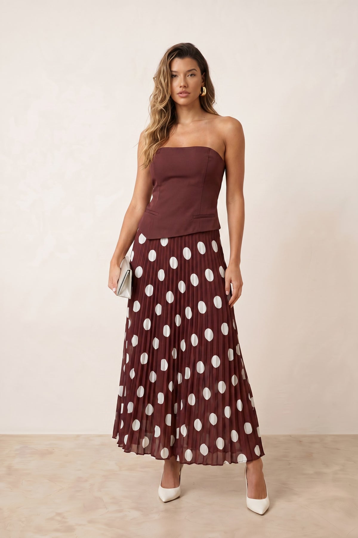 Madelaine Bandeau Dress in Brown spot
