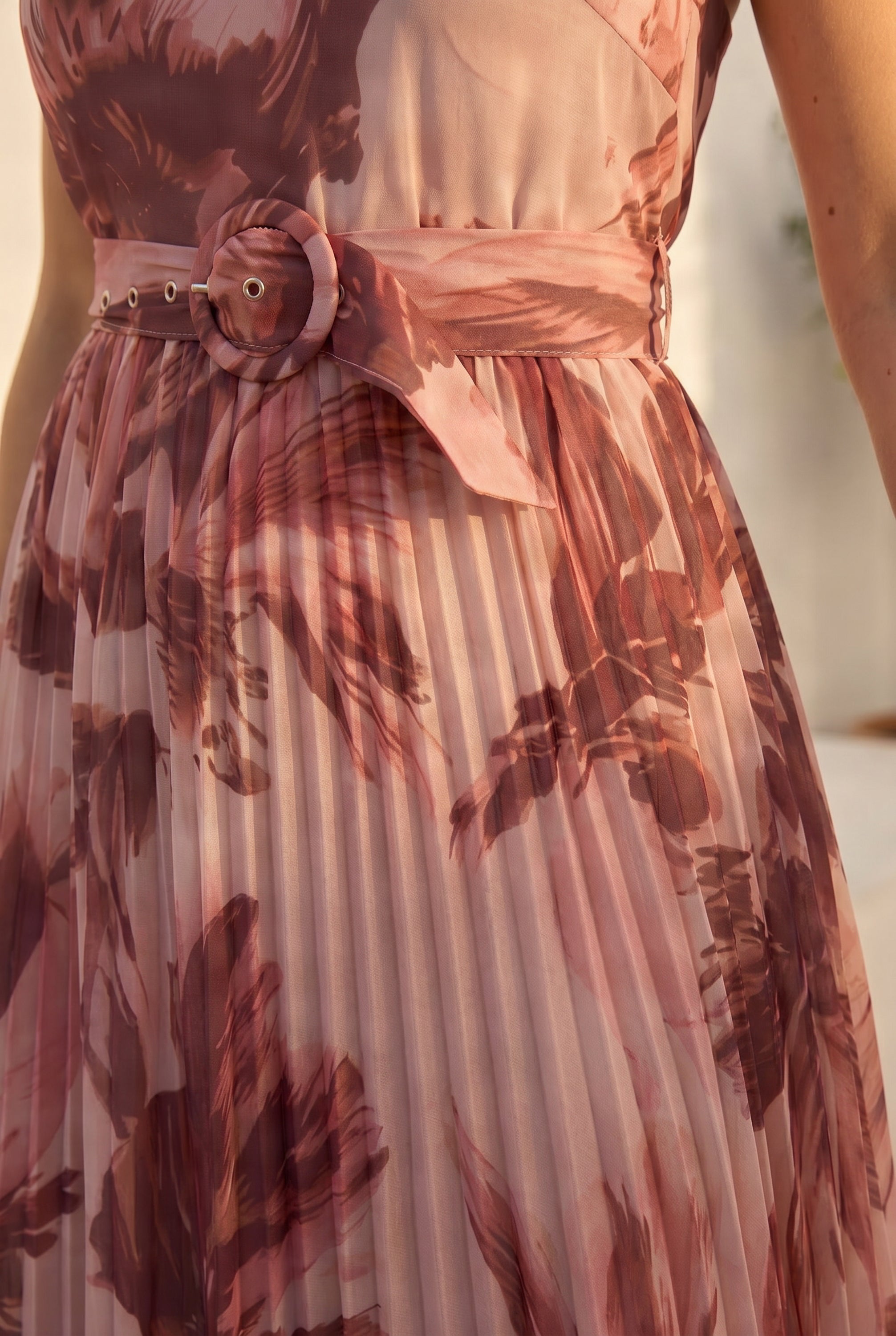 Paige Pleat Dress in Floral Pink Print