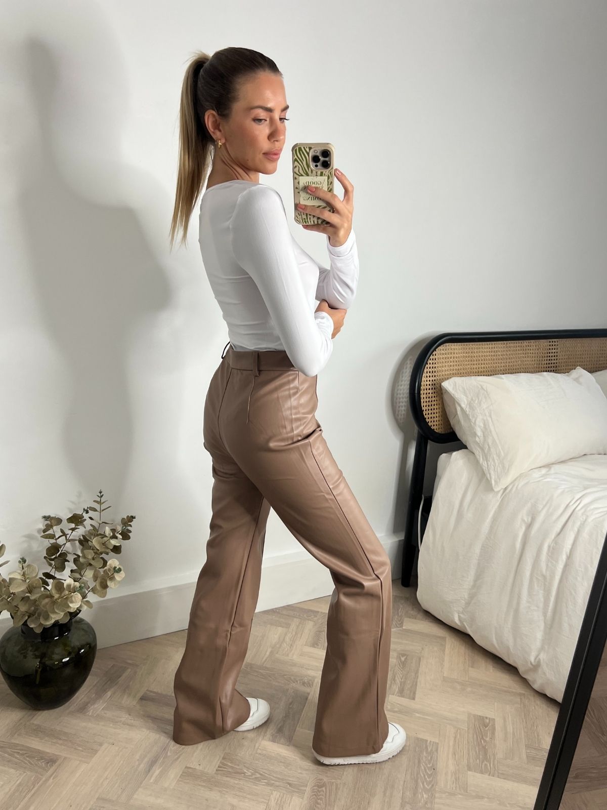 Alyssa PU Flare Trouser / Camel