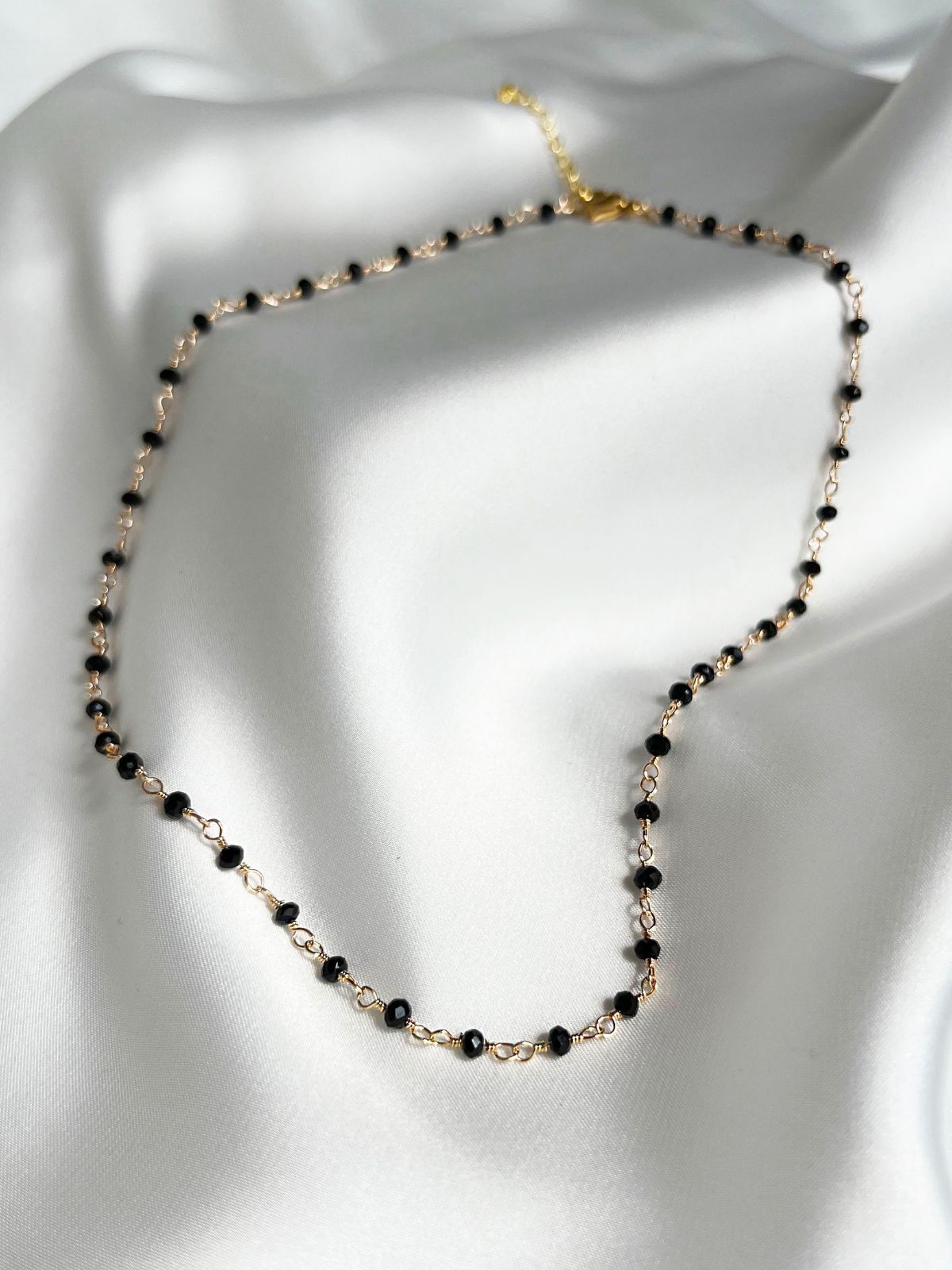 Cluster Bead Necklace in Black & Gold