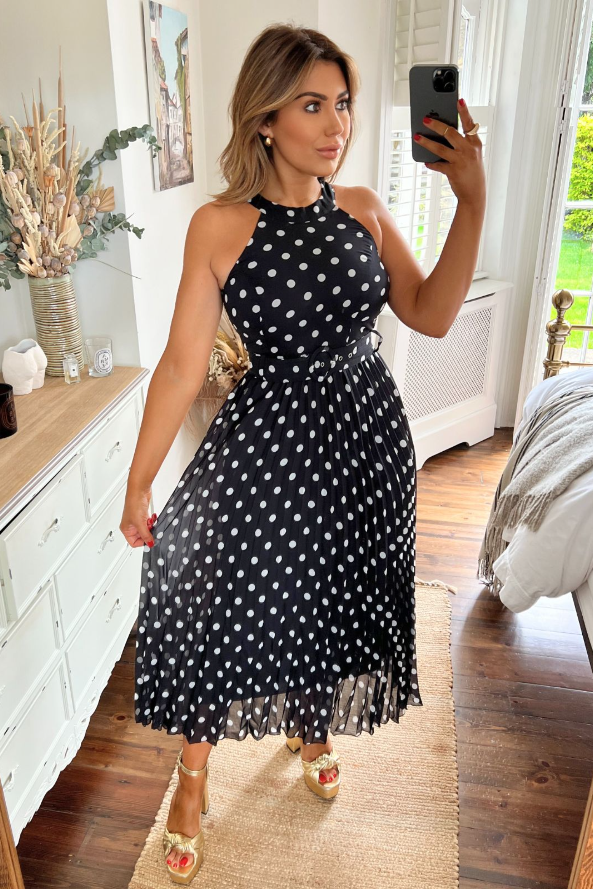 chinese dress ladies Nellie Maxi Dress Black Polka Dot