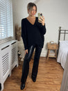 Black V Neck Oversized Jumper | Ella Knitted Jumper / Black