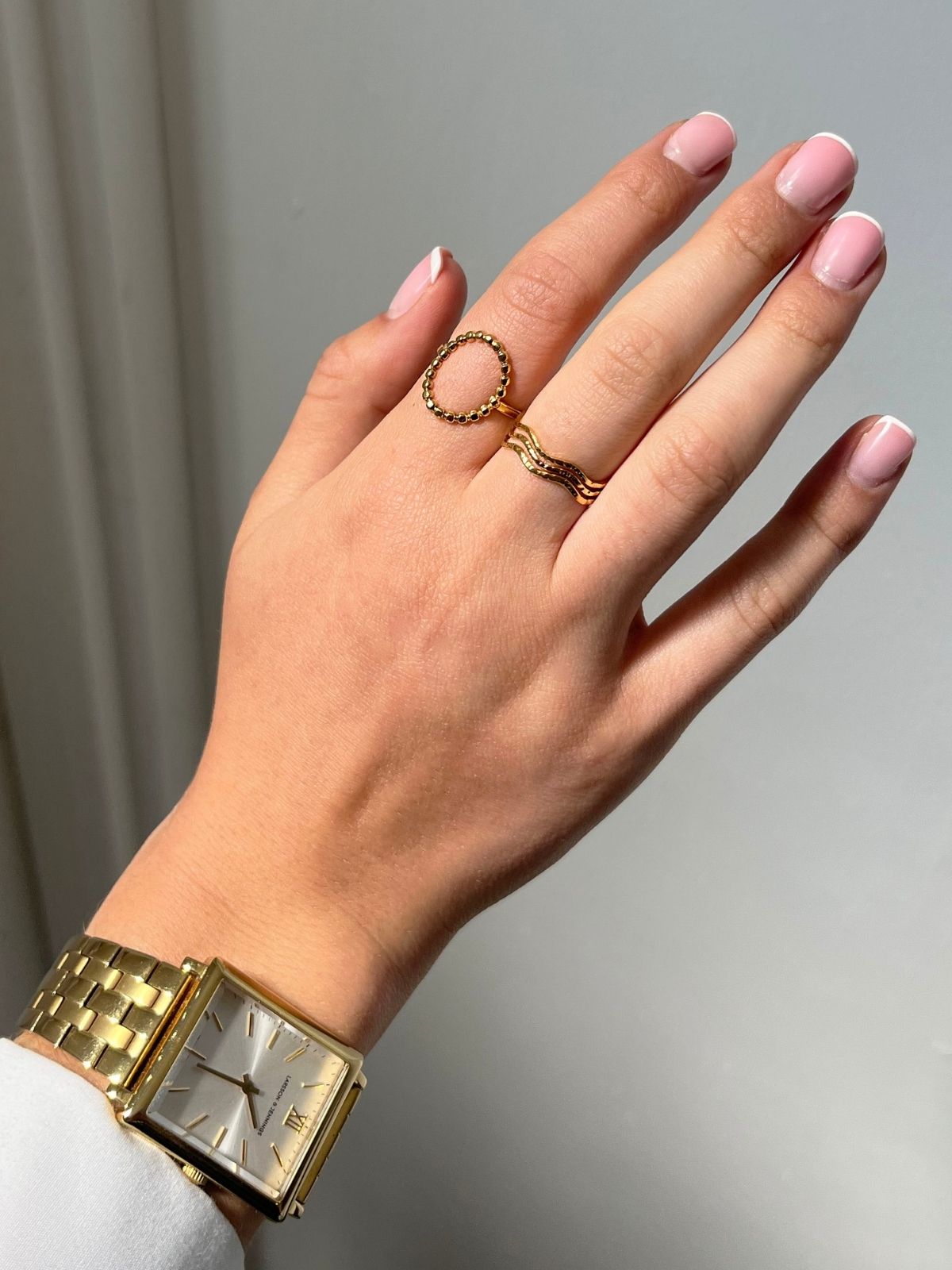 Adjustable Bobble Halo Ring in Gold