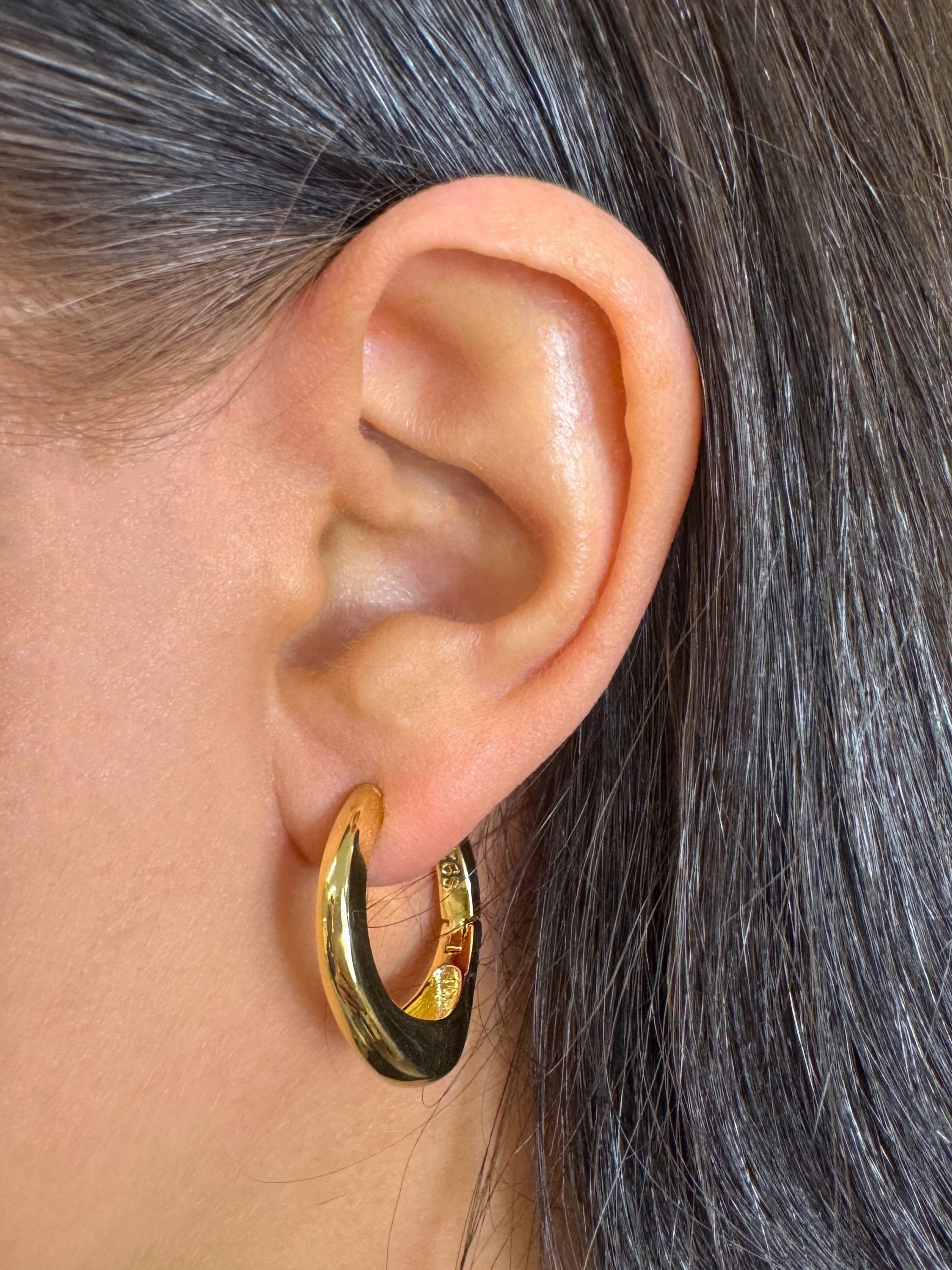 Irregular Hoop Earrings in Tarnish Free Gold