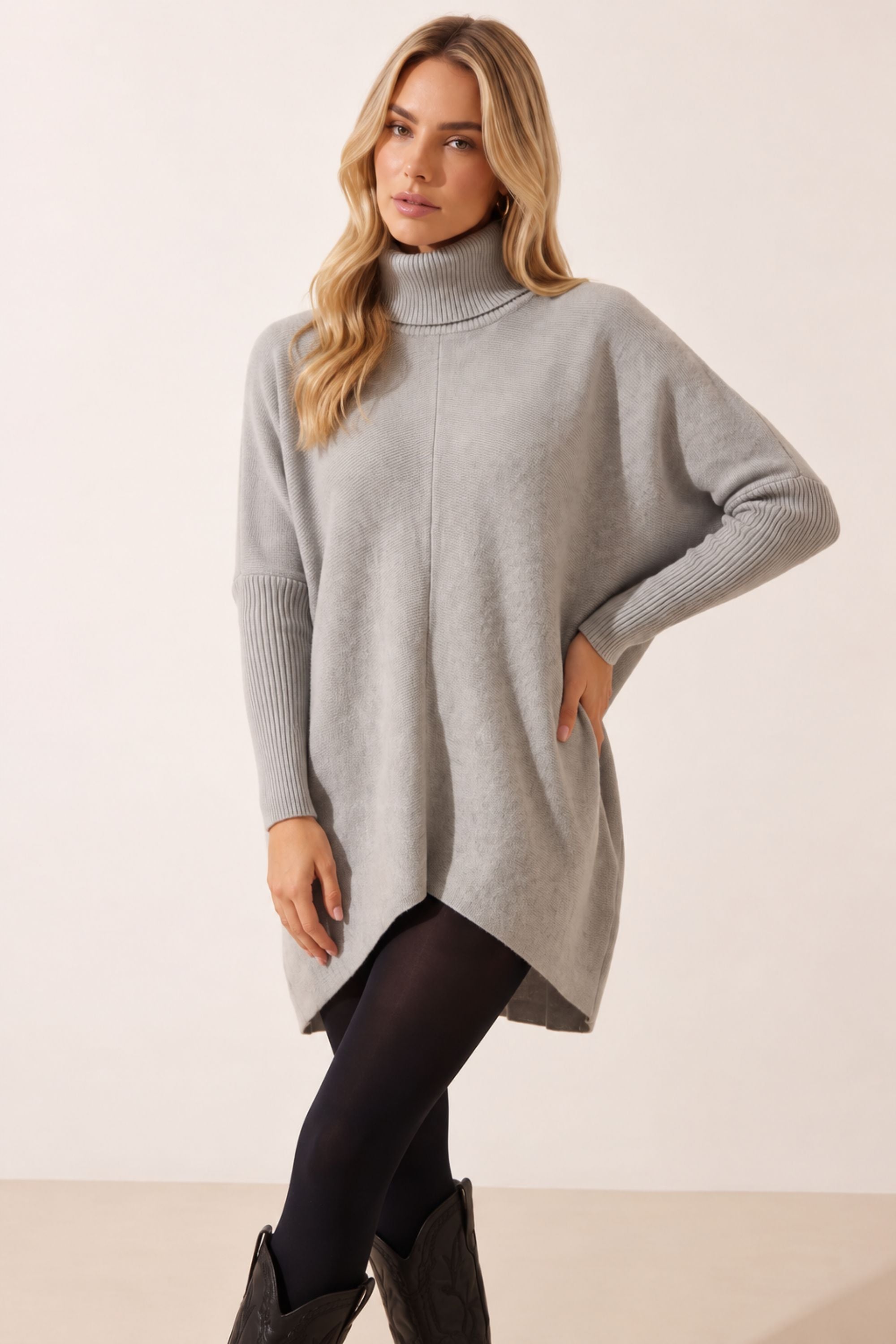 Longer Length Hope Knitted Jumper / Grey