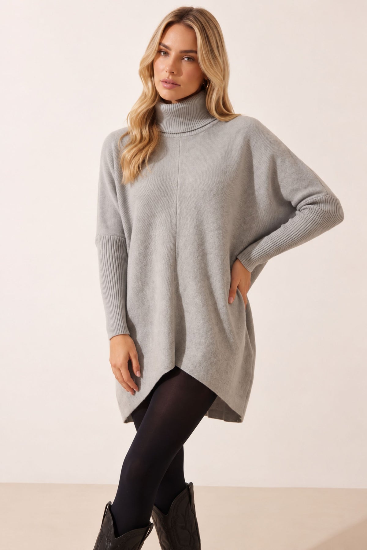 Longer Length Hope Knitted Jumper / Grey