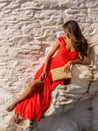 Red Ruffle Maxi Dress | Bella Ruffle Detail Maxi Dress