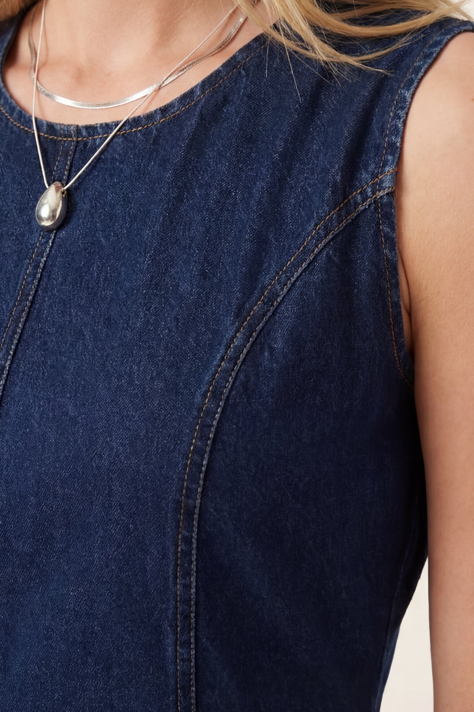 Blue Denim Midi Dress