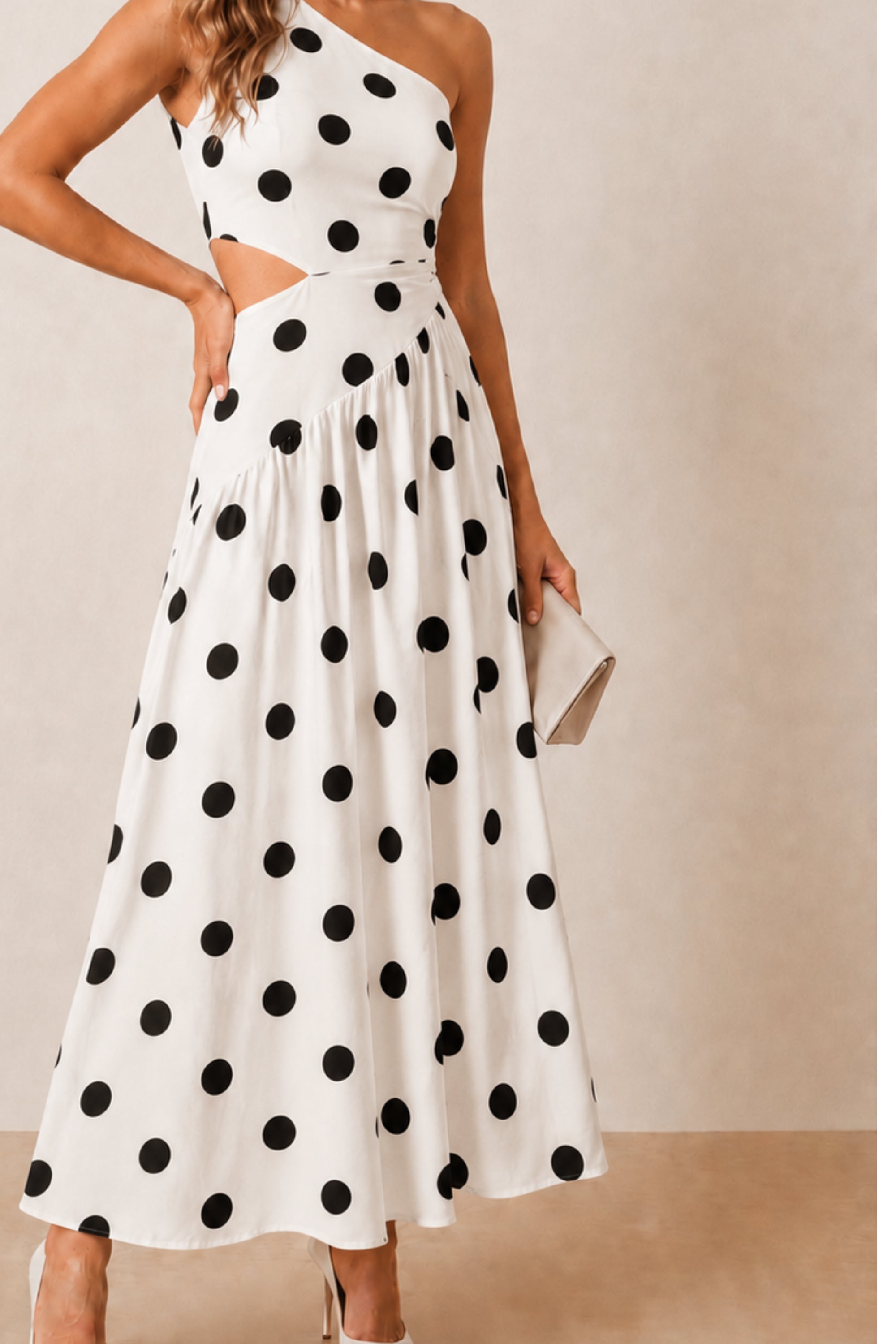 Jasmine Cut Out One Shoulder Dress in Mono