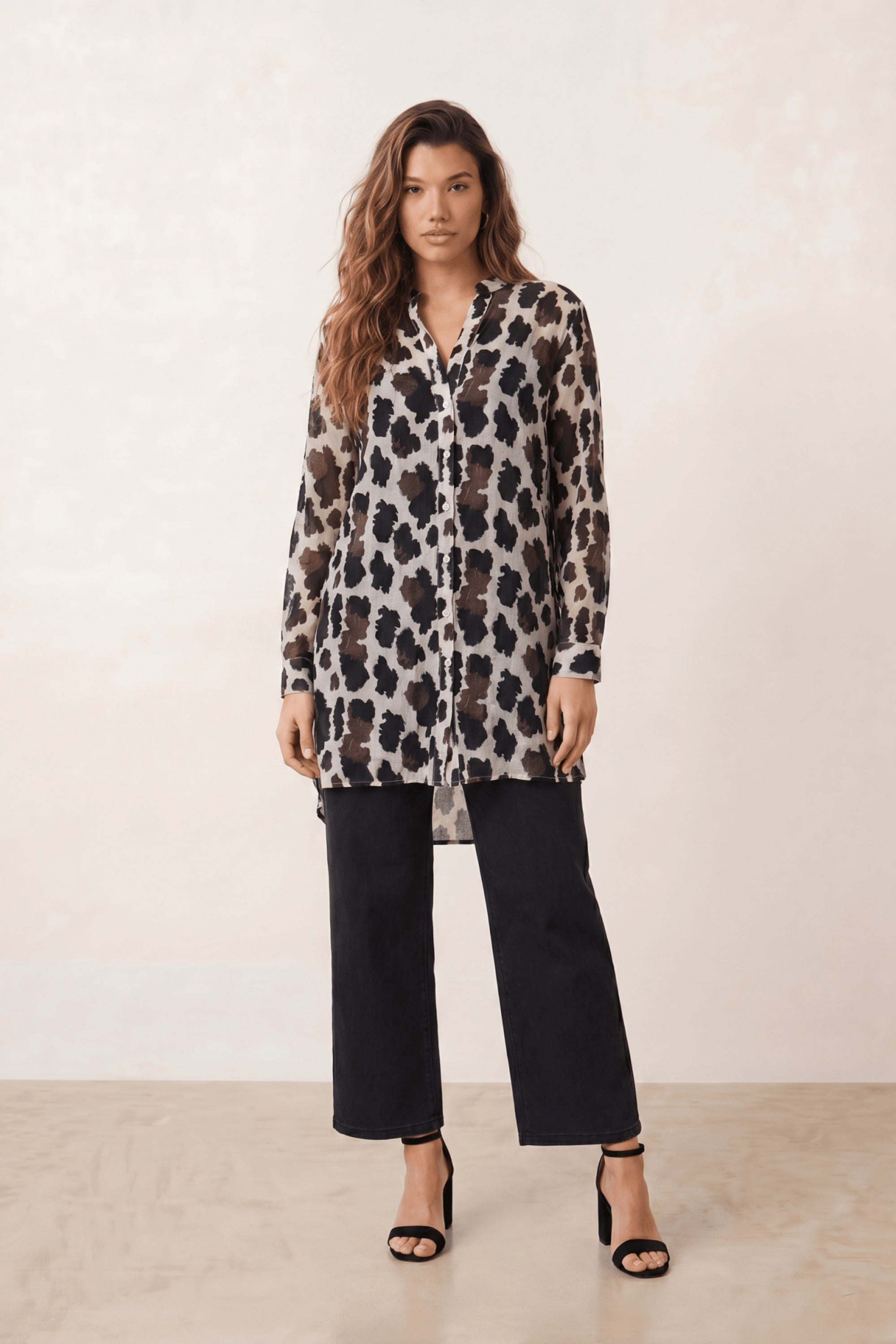 Brown Animal Longline Shirt - Style Cheat