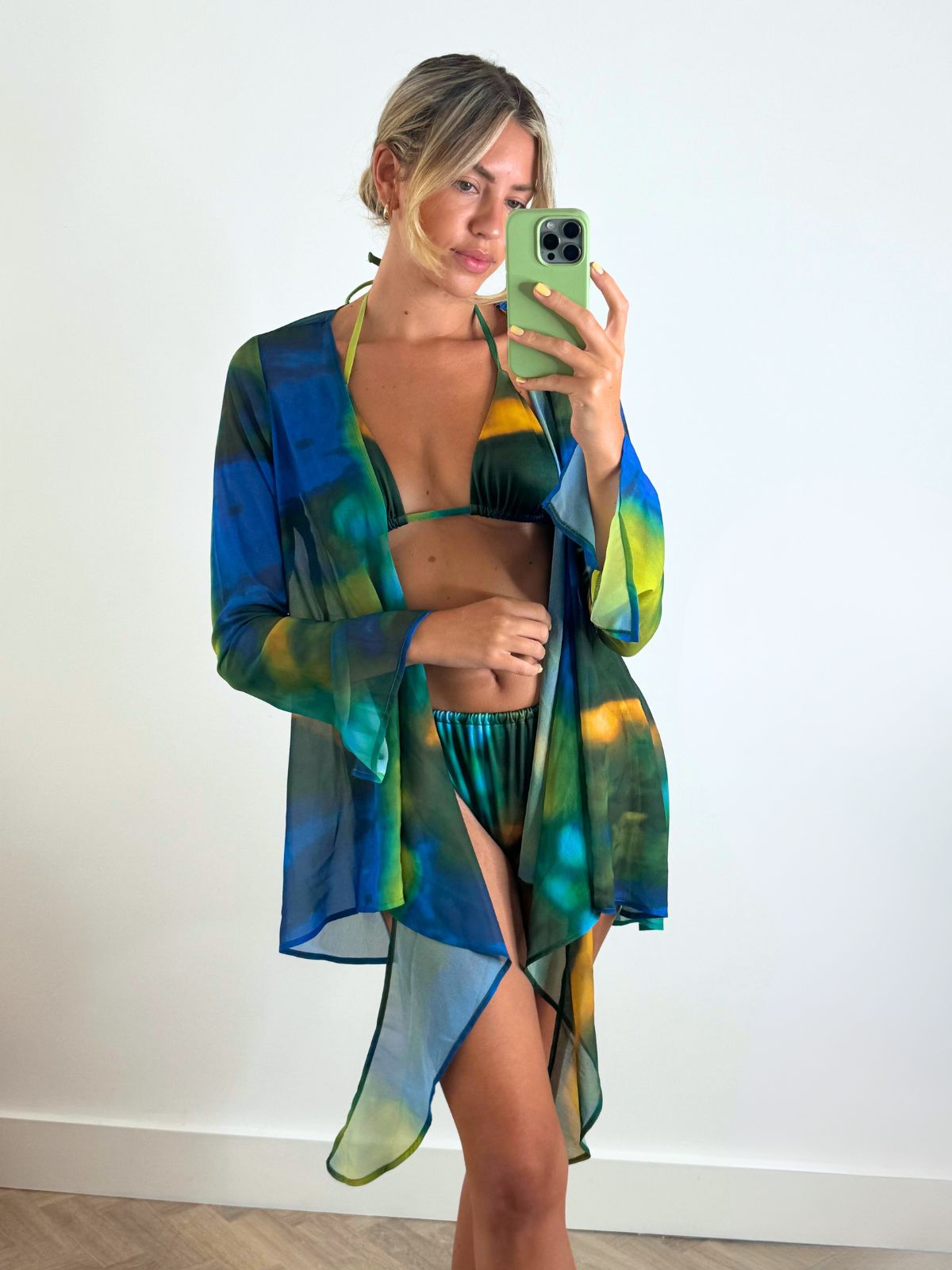 Sheer Beach Cover Up | Gianna Cover Up in Blue and Green