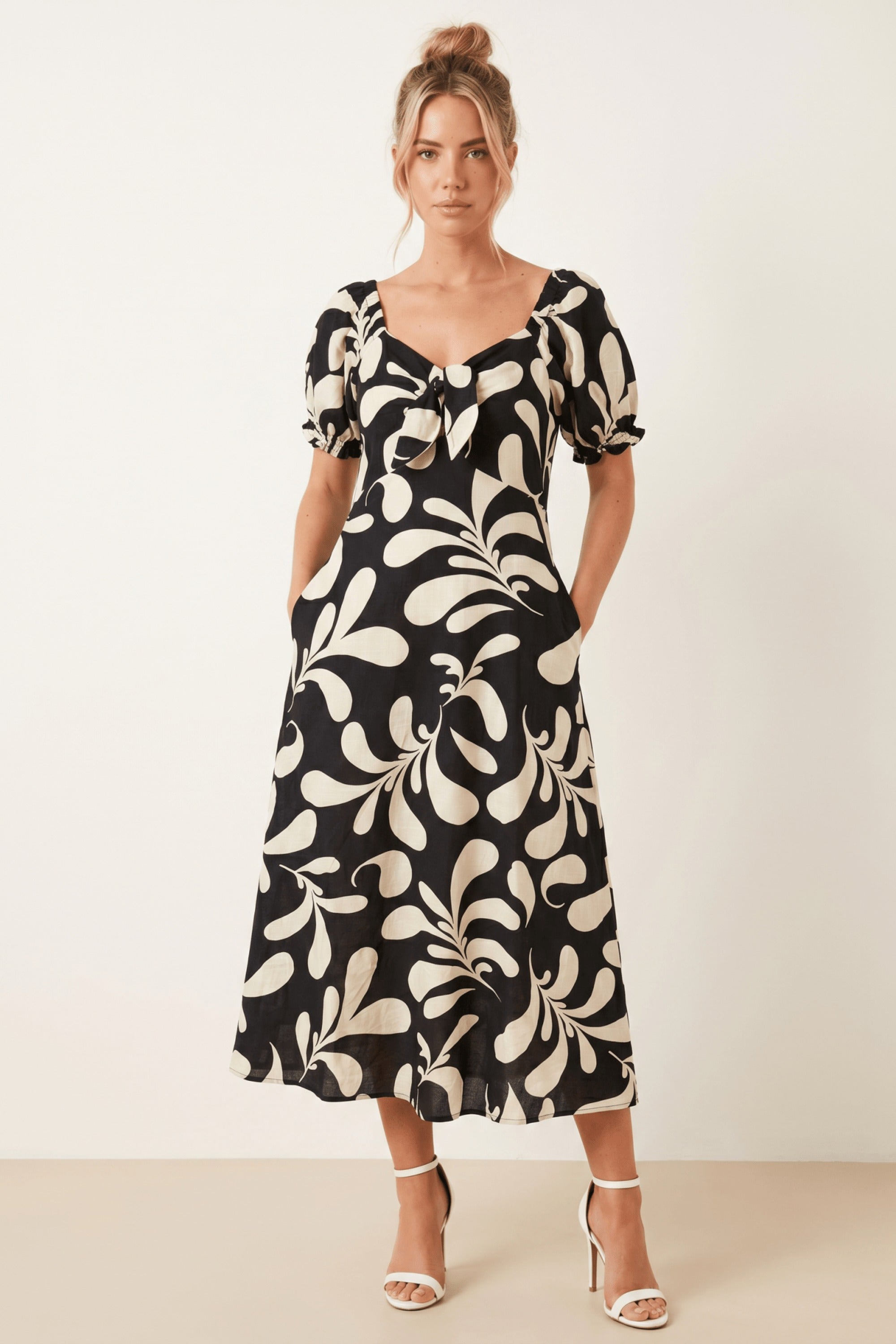 Mono Floral Midi Dress - Style Cheat