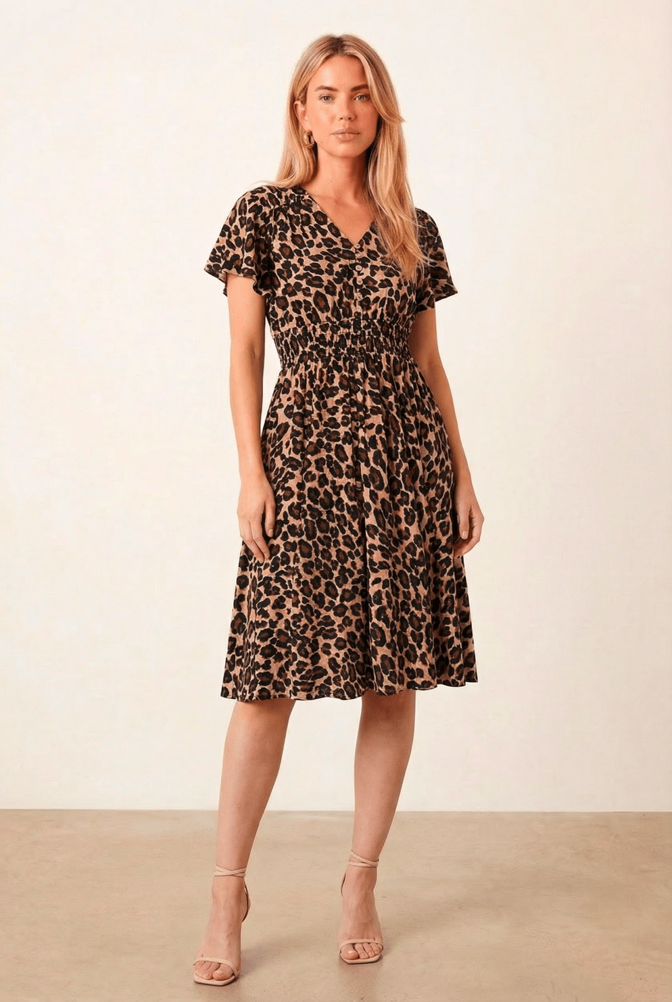 Brown Animal V Neck Mini Dress - Style Cheat