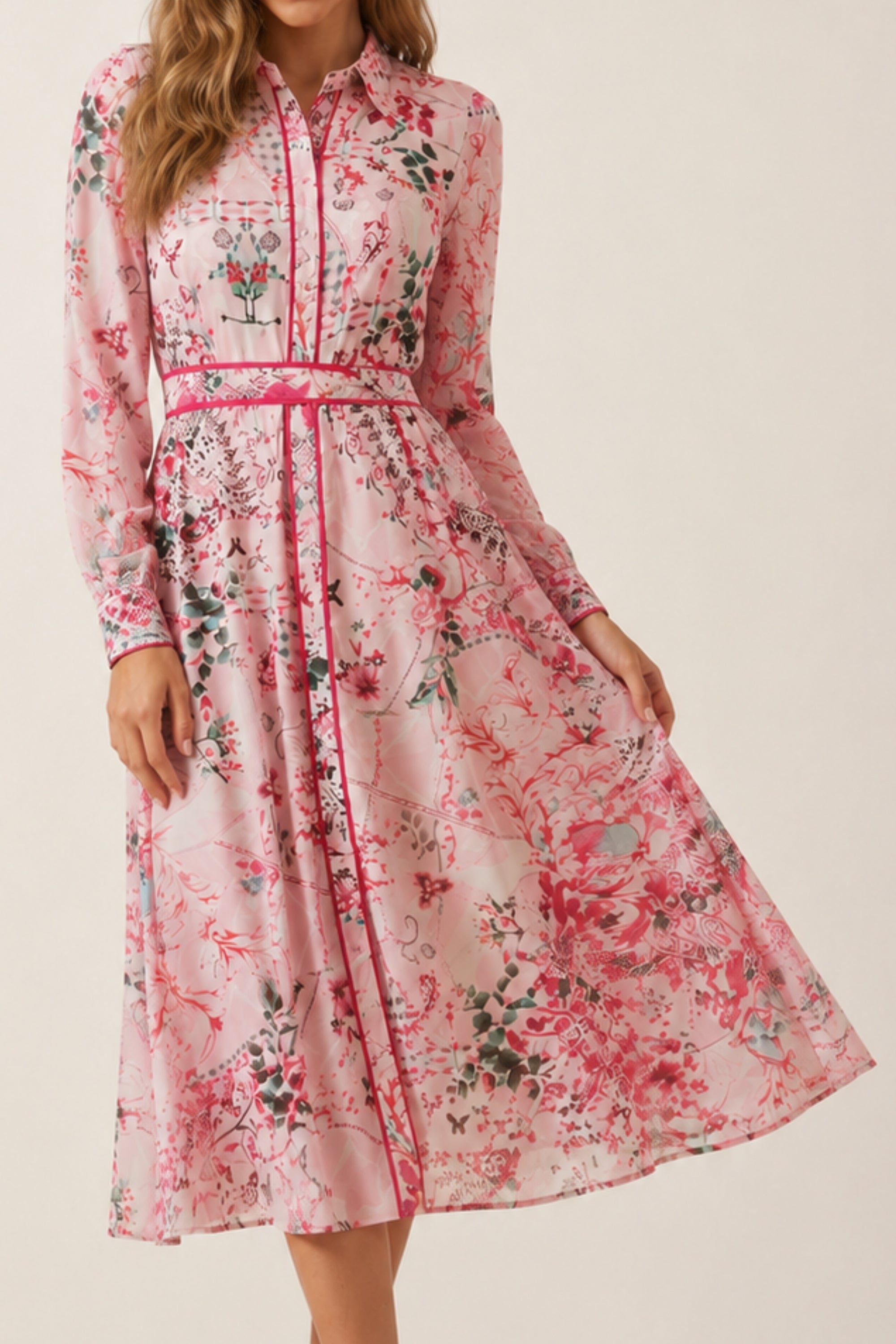 Scarf Print Shirt Dress