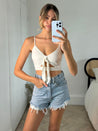 Twist Front Crop Top | Teri Top in Cream