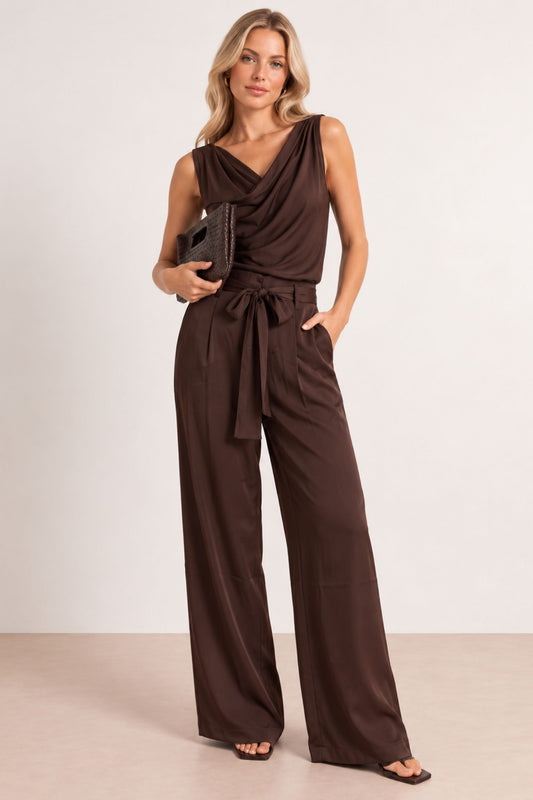 Brown Tie Front Trouser