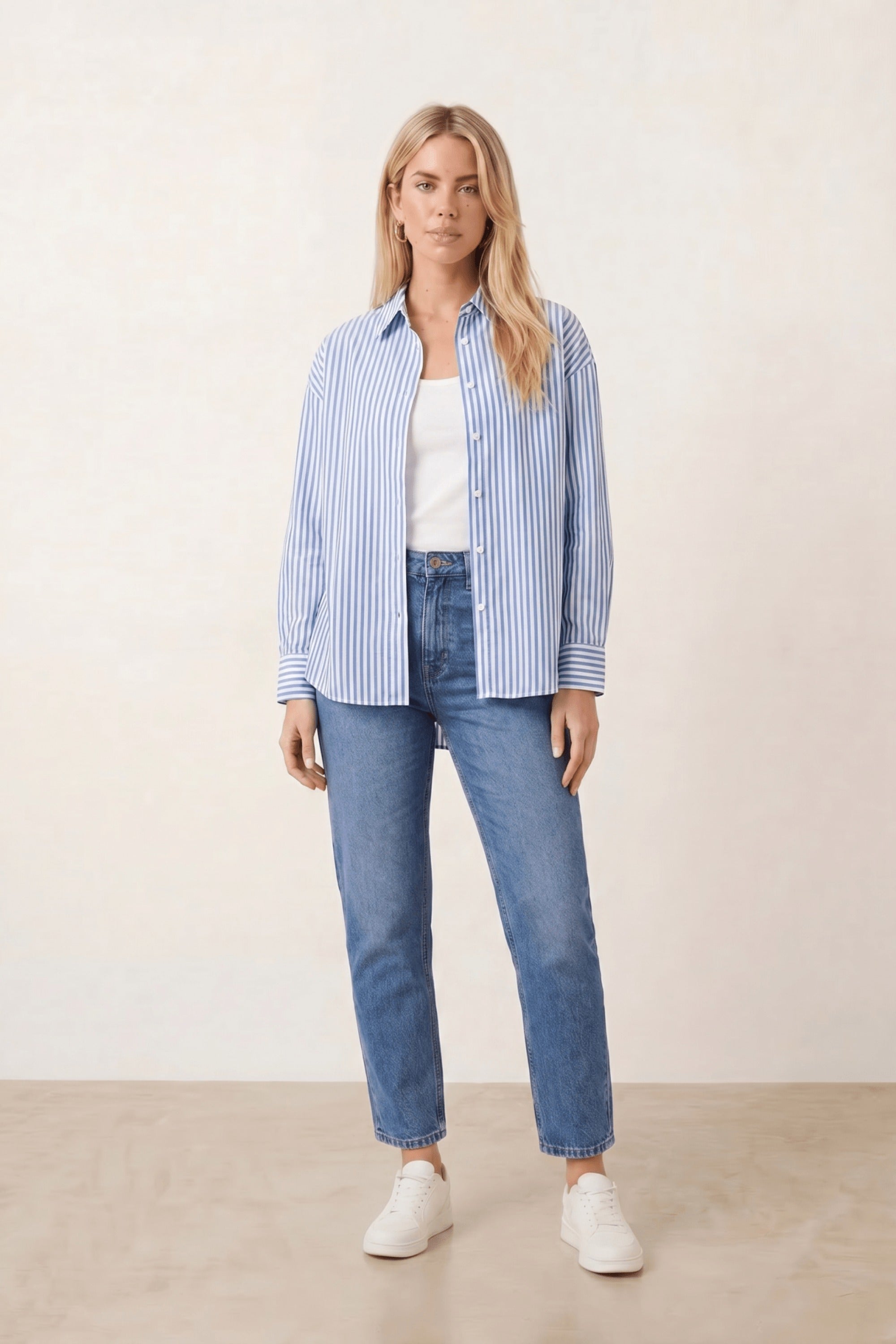 Blue and White Pinstripe Shirt - Style Cheat