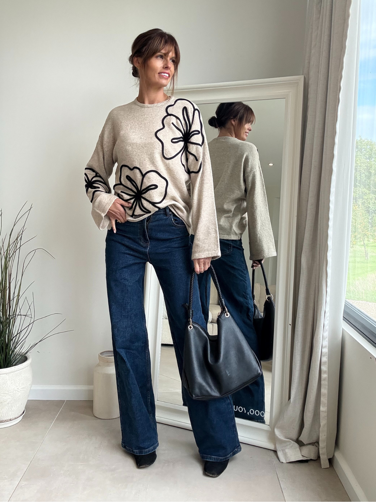 Flo Flower Detail Beige Jumper