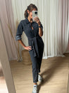 Black Denim Jumpsuit | Enya Jumpsuit in Washed Black