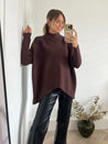 Brown High Neck Jumper | Hope Knitted Jumper / Chocolate