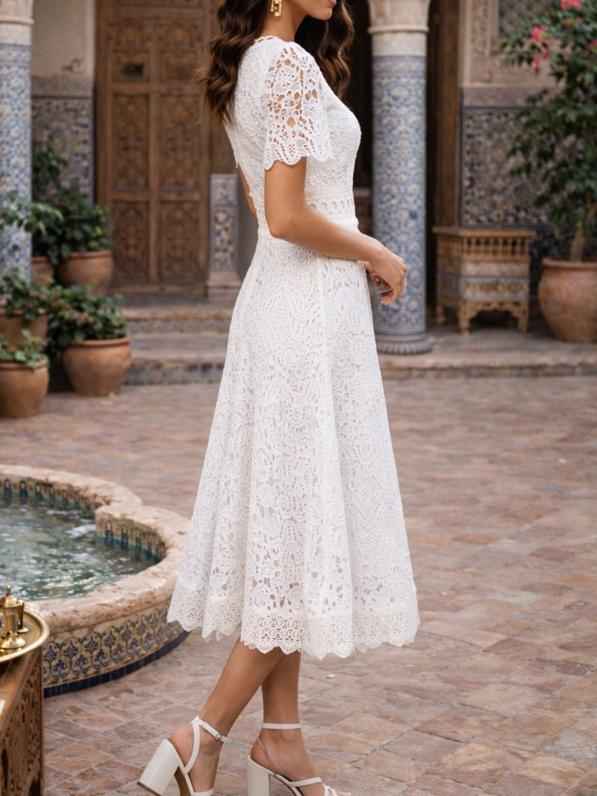 Broderie Lace Midi Dress - Style Cheat