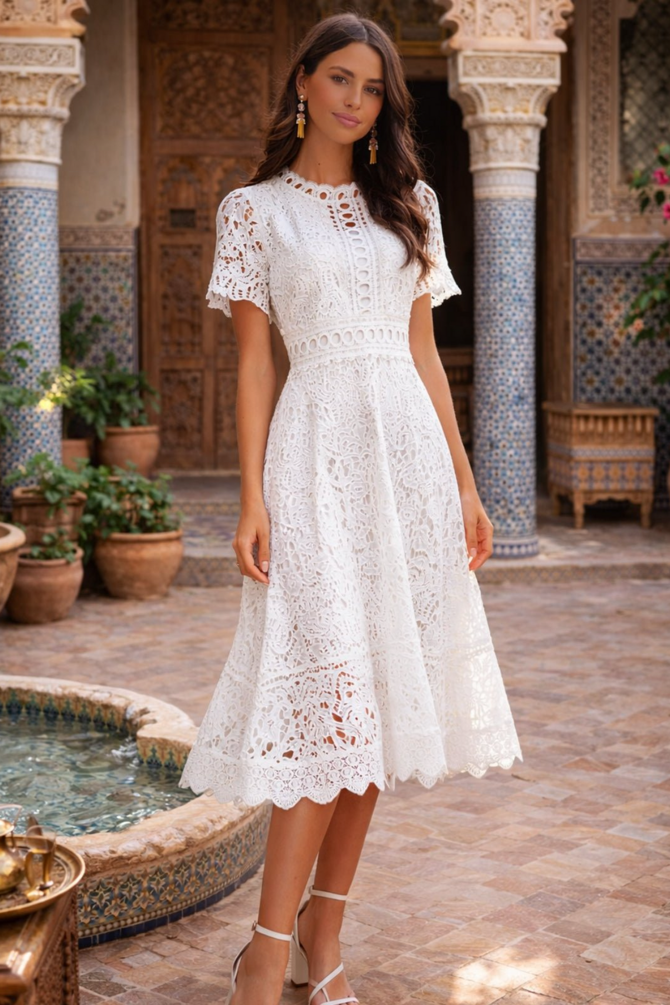 chinese dress ladies Women's Boho Lace Brown Dress