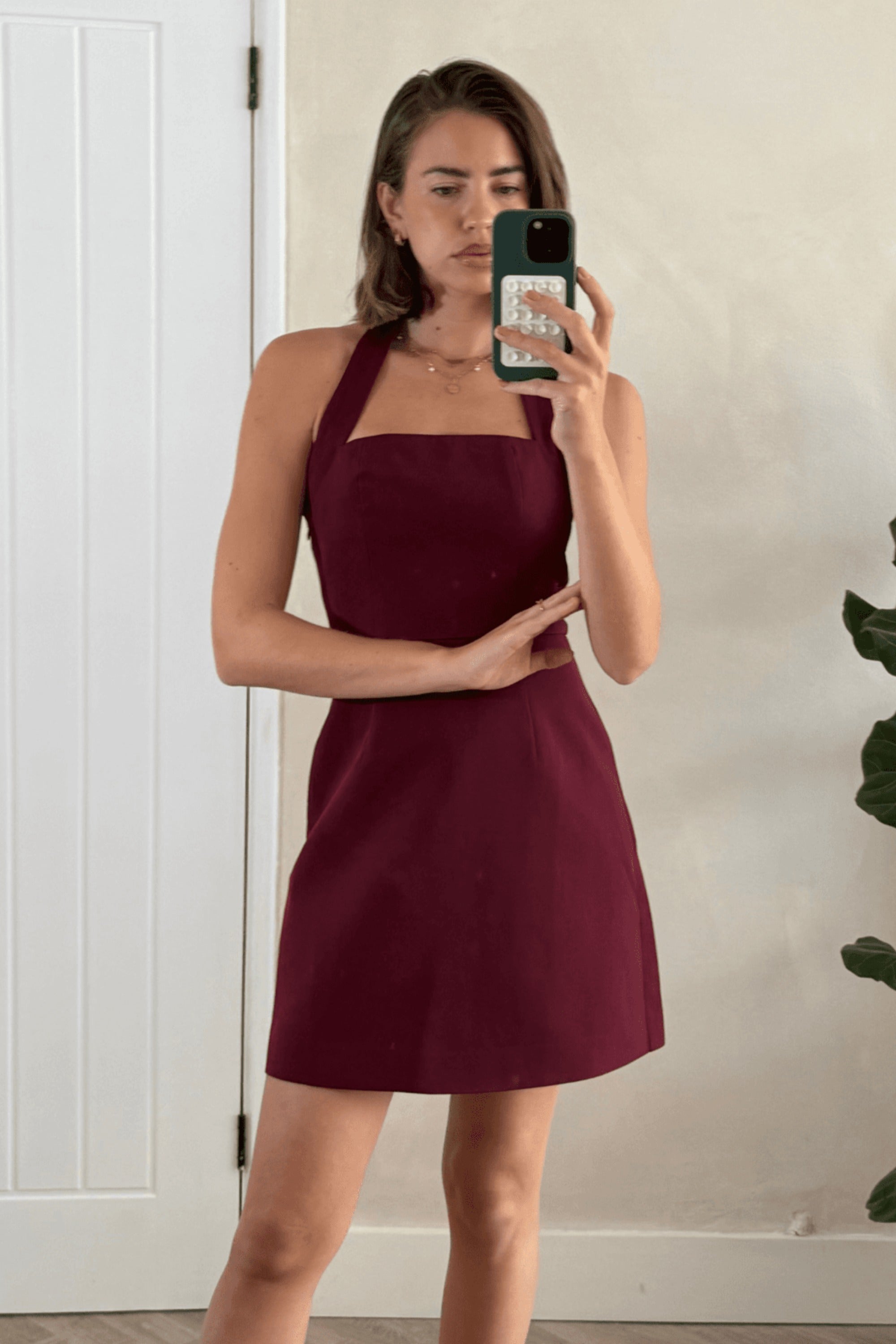 Tilly Halter Mini Dress / Burgundy - Style Cheat