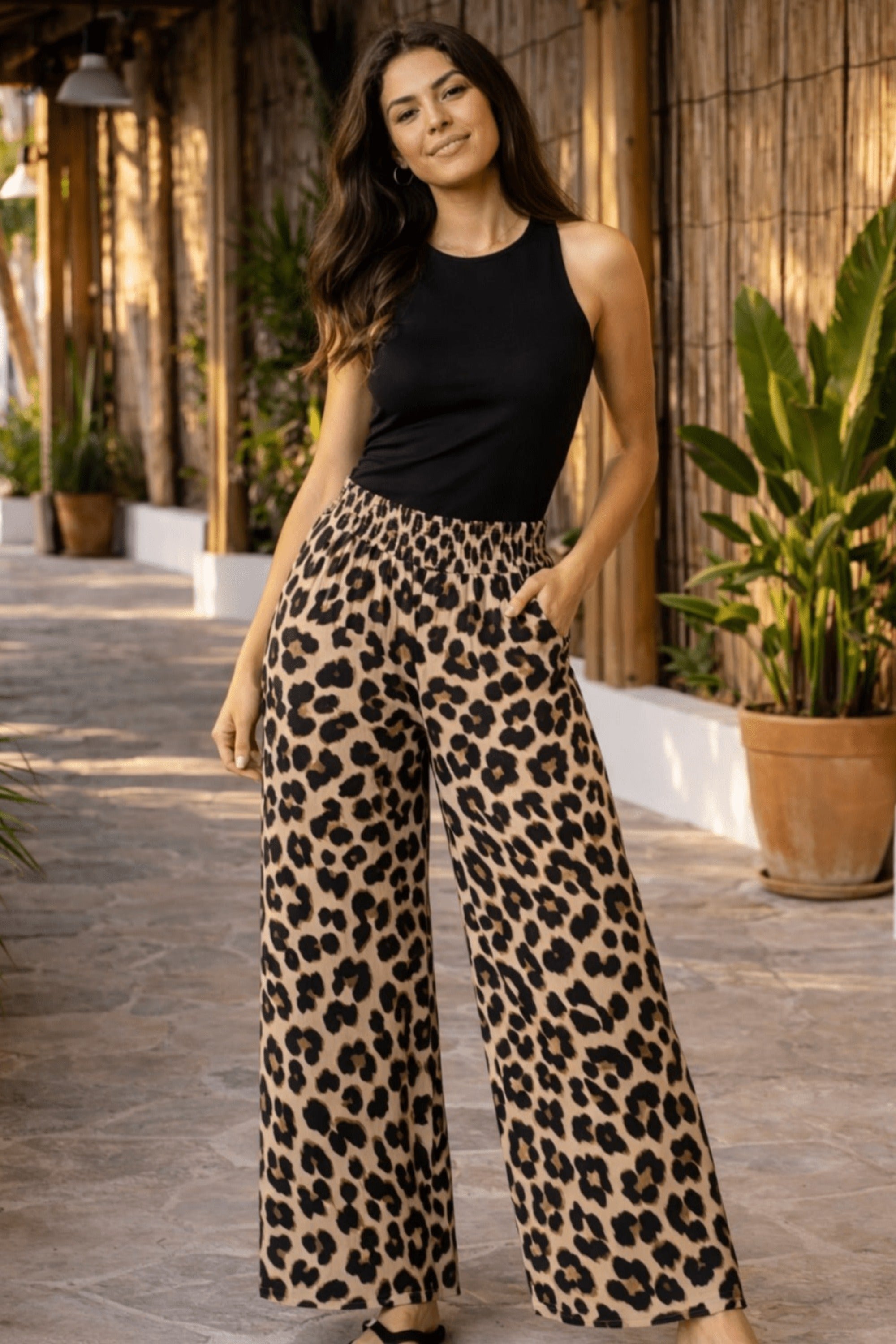 Leopard Print Shirred Trouser - Style Cheat