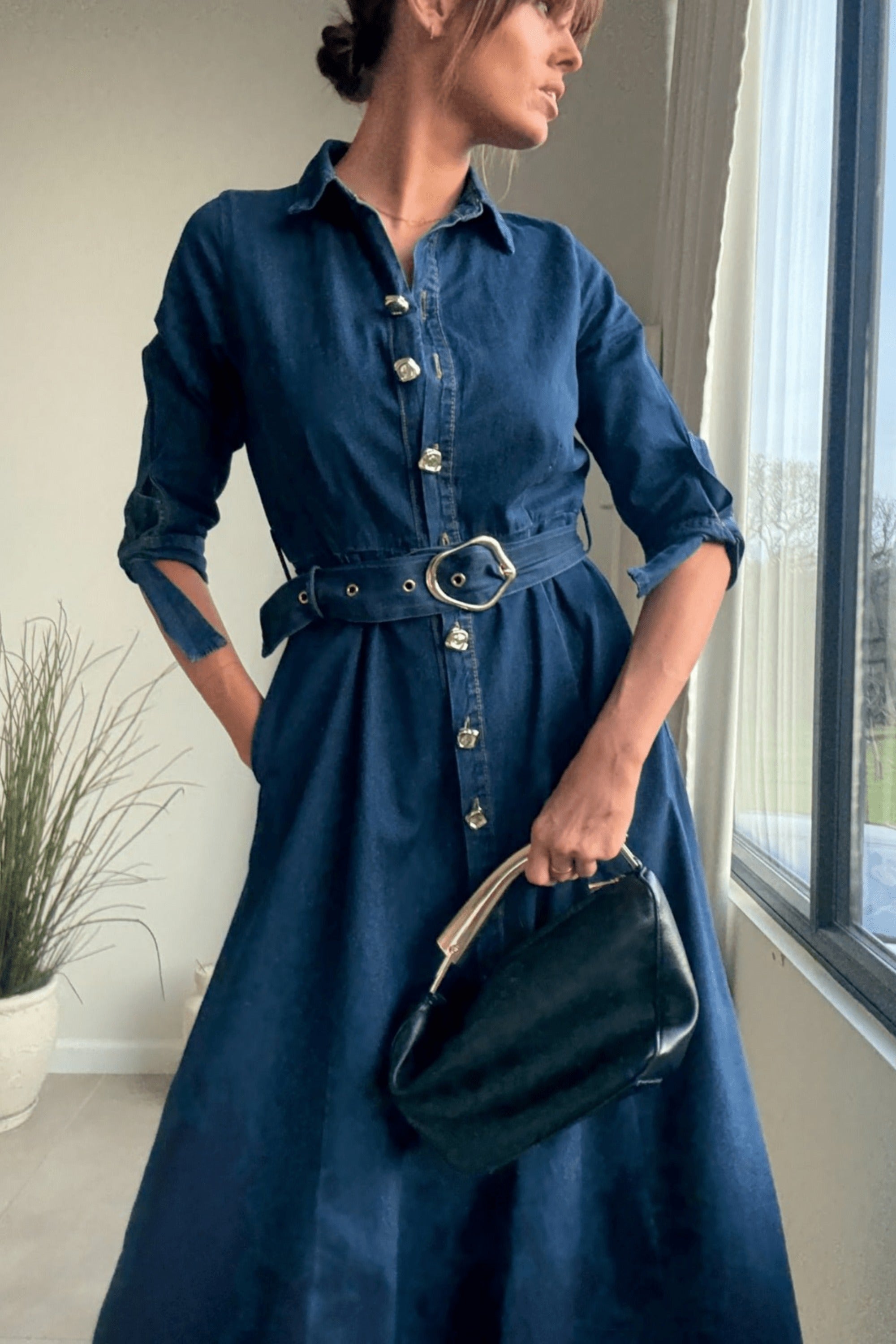 Daphne Belted Shirt Dress / Blue Denim - Style Cheat