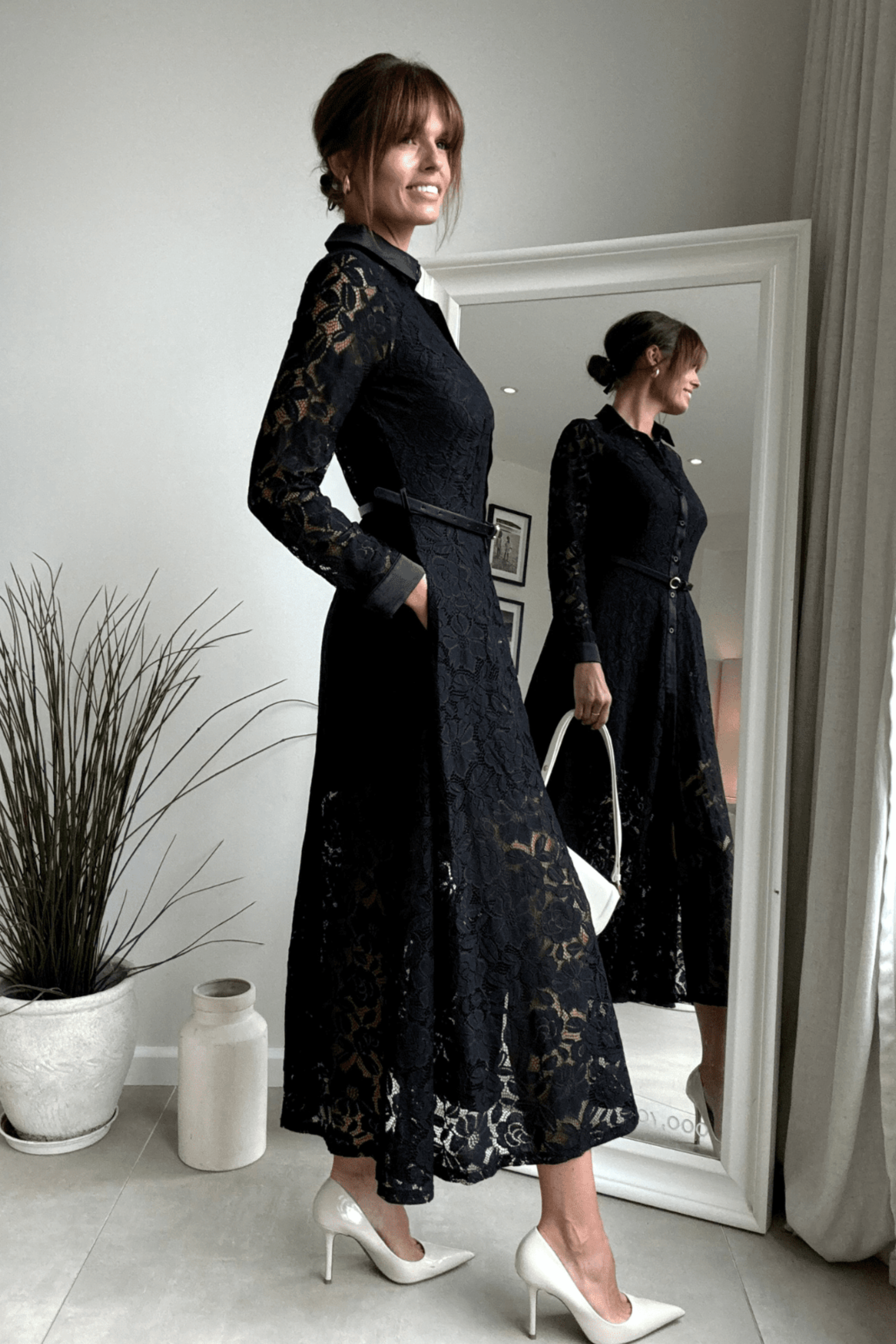 Black Floral Shirt Dress