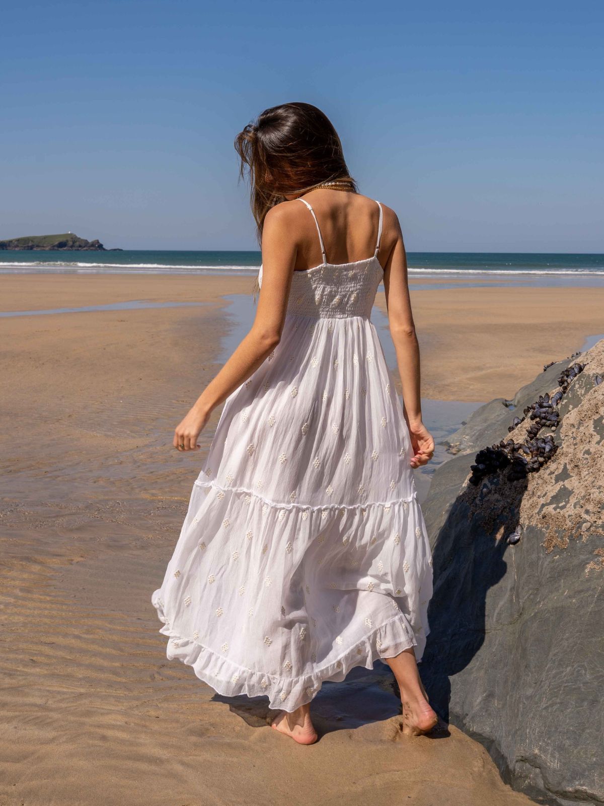 South Beach Marbella Tie Front Sequin Maxi Dress / White – Style Cheat