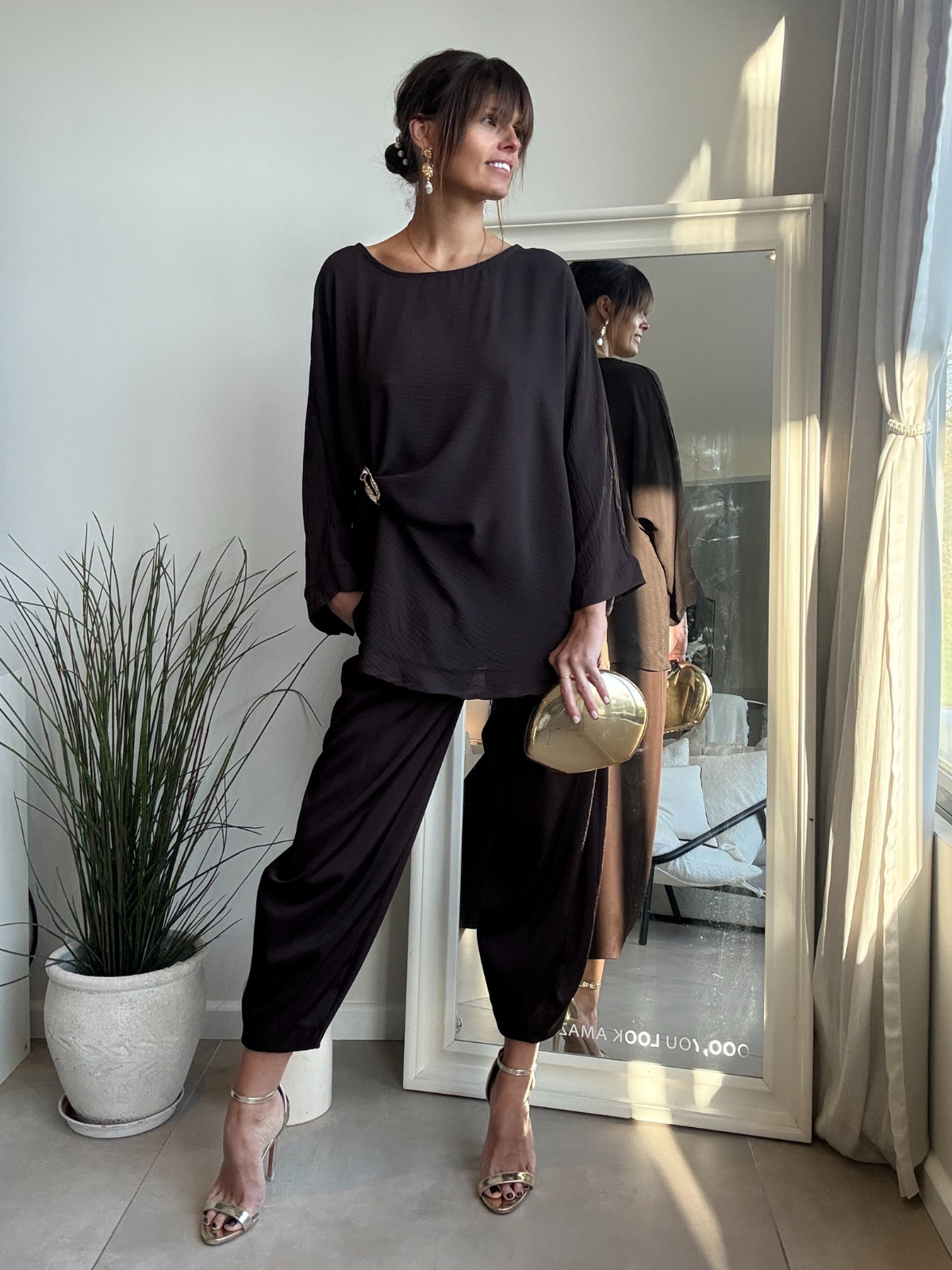 Effortless drape top Chocolate brown