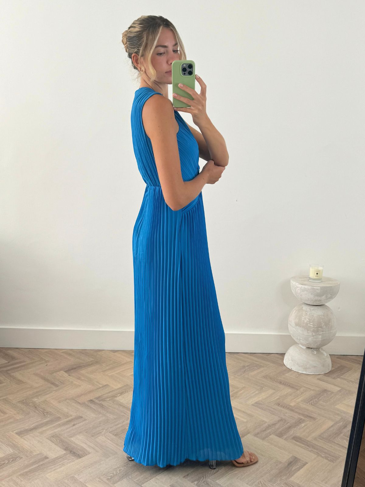 Cut Out Pleated Dress | Alma Dress in Blue